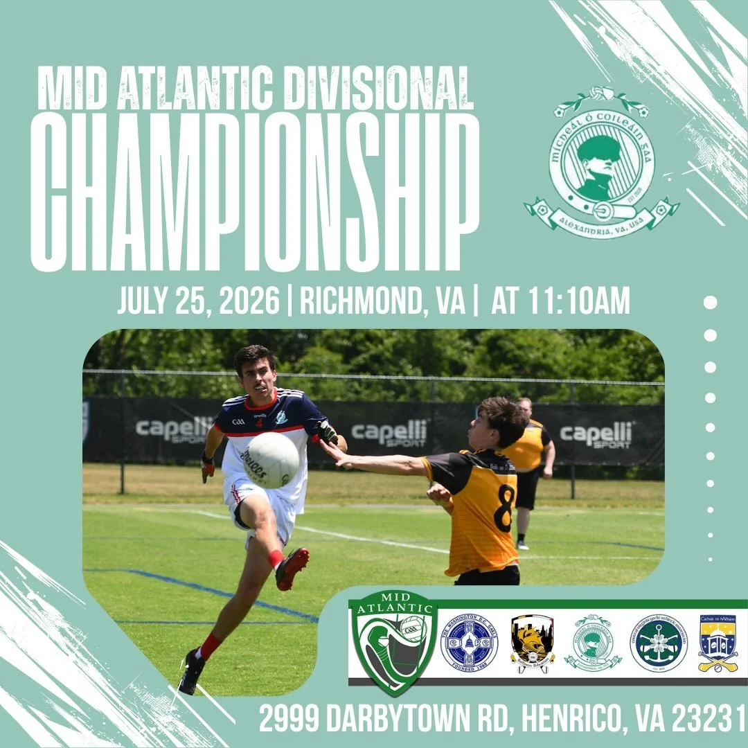🗣️ BACK IN ACTION 🗣️

The lads are back from the GAA World Games in Waterford and are after even more hardware. Join us on Saturday in Richmond as MCGAA takes on @baltimoregaa with the winner taking on @dcgaels for the Mid Atlantic Championship.

F