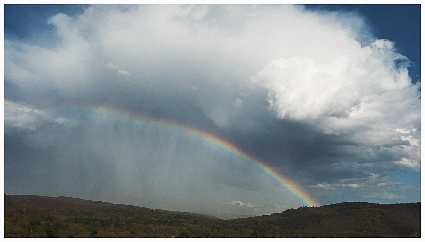 couldn&rsquo;t pull over to take photos of this rainbow + rain curtain because I was on a bridge on the highway while I was blessed with this view. tragic. 

#rainbow🌈 #rainstorm #springshowers #naturephotographers #vermontphotography #newenglandpho
