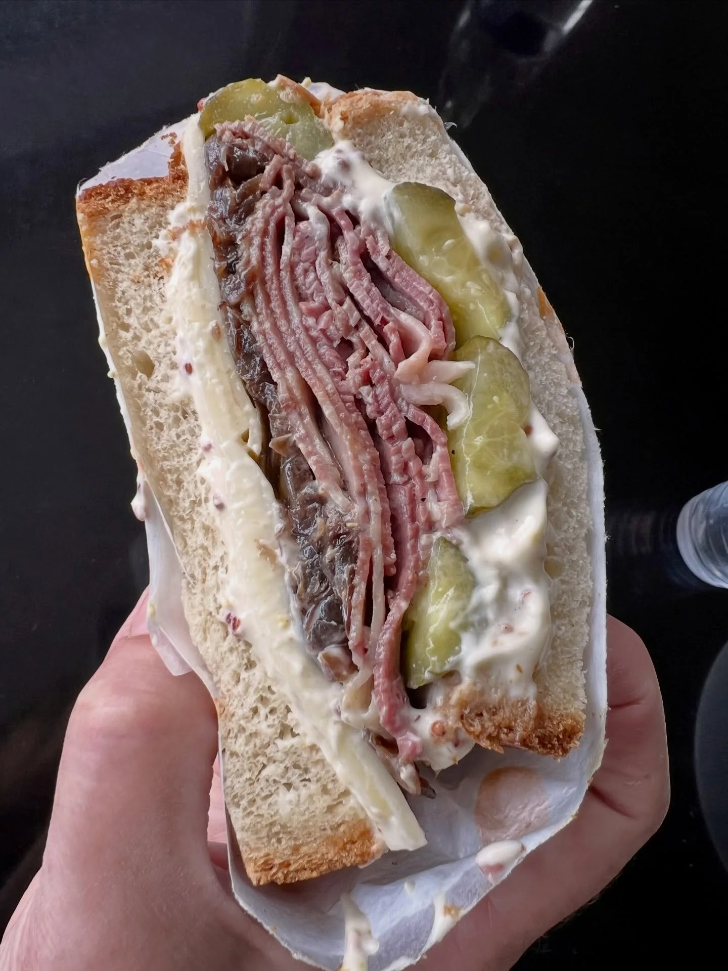 The sandwich of the month from @Abrikos.cph
Pastrami &amp; Gruy&egrave;re x @sebquistorff 

It is so good! 🙏🏼
&nbsp;
Homemade mustard &amp; onion sauce, pickled mustard seeds, house made Wagyu Black pepper pastrami, dill pickles, caramelized onions
