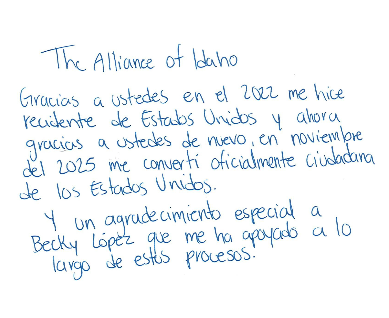 Thanks to you, in 2022 I became a permanent resident of the United States, and now, thanks to you once again, in November 2025 I officially became a U.S. citizen.
A special thank you to Becky Lopez, who has supported me throughout this entire process