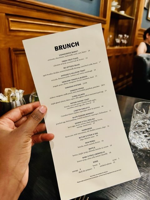 Bar George Montreal Menu