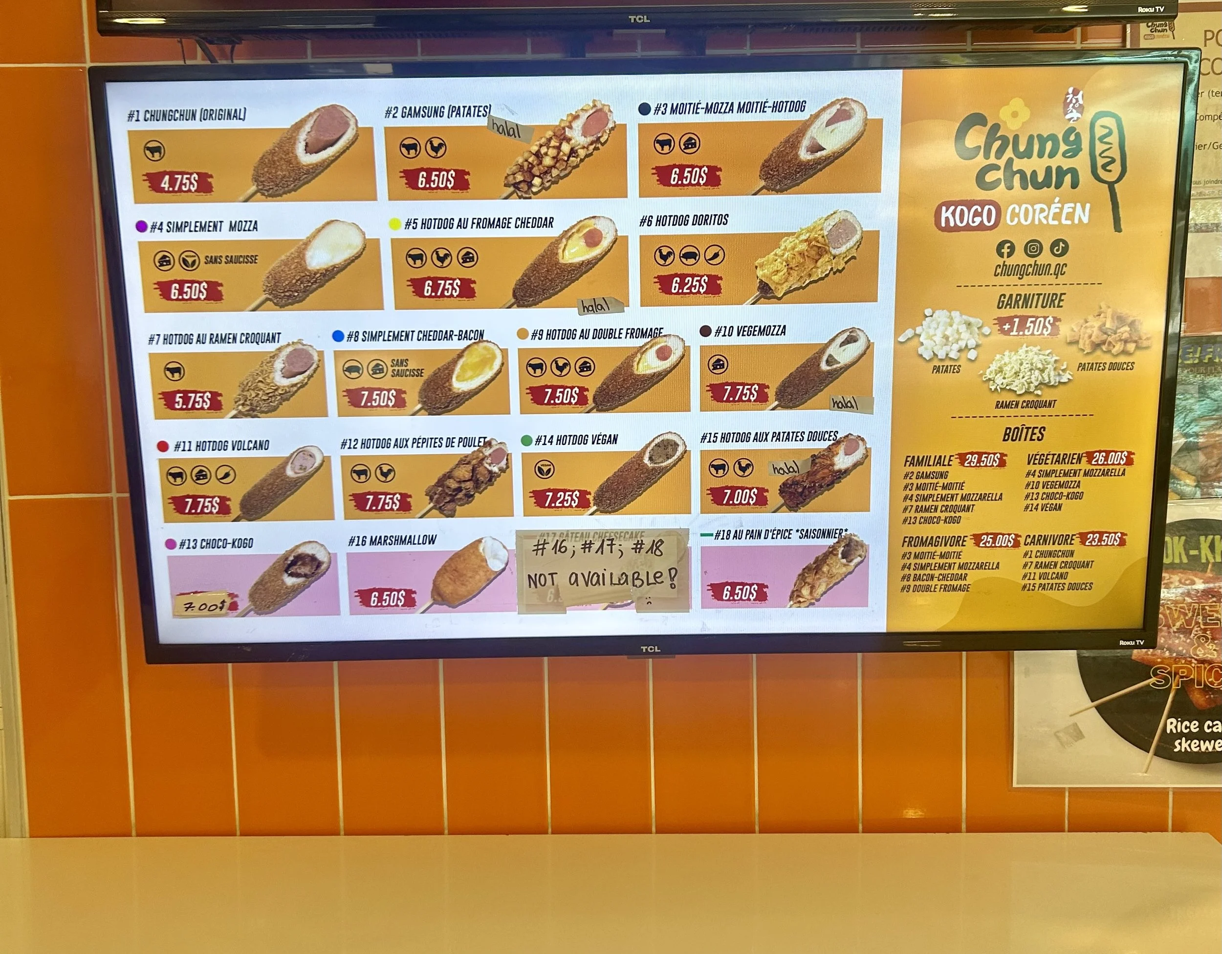 Chungchun Kogo Coreen Montreal Menu