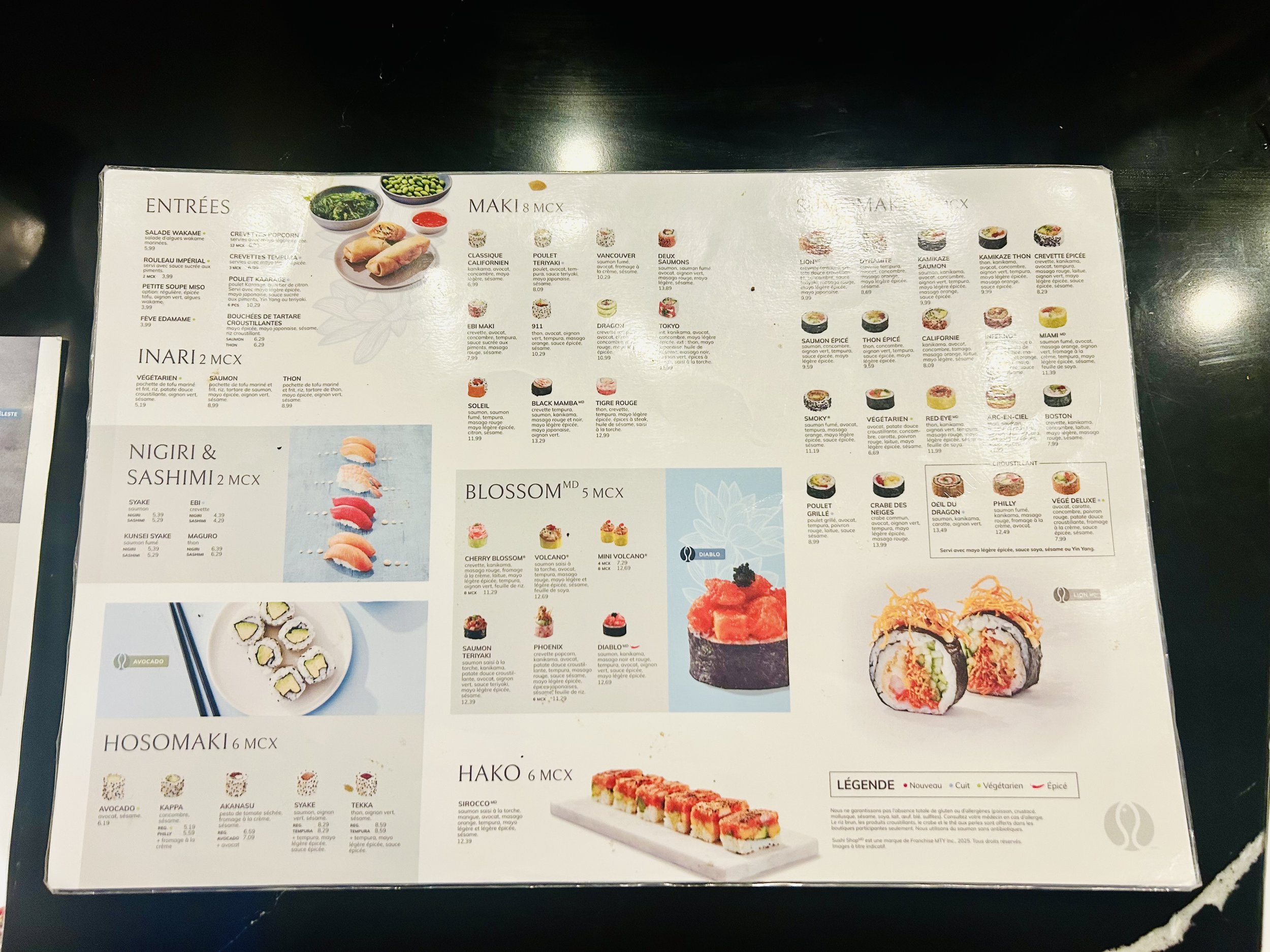 Sushi Shop Montreal Ouest Menu