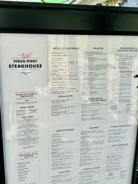 Vieux-Port Steakhouse Menu