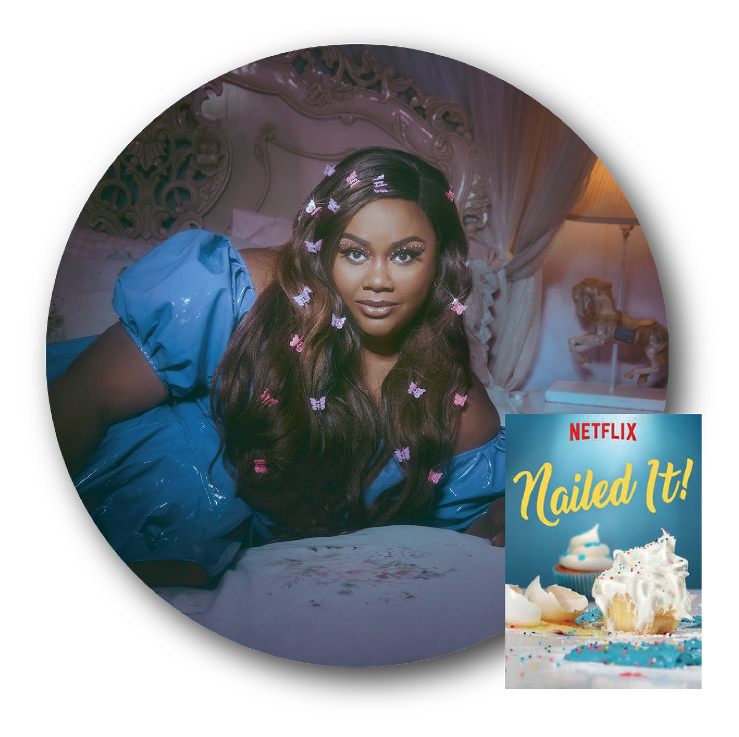 A man with glasses in a black t-shirt standing with arms crossed against a blue textured background.