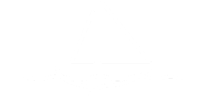 White outline of a sailboat on water with two sails against a black background.