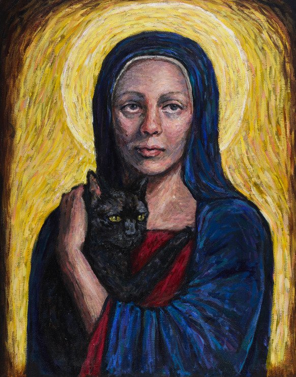"Madonna and Kitty Cat", 2023, 16"x"20, $500