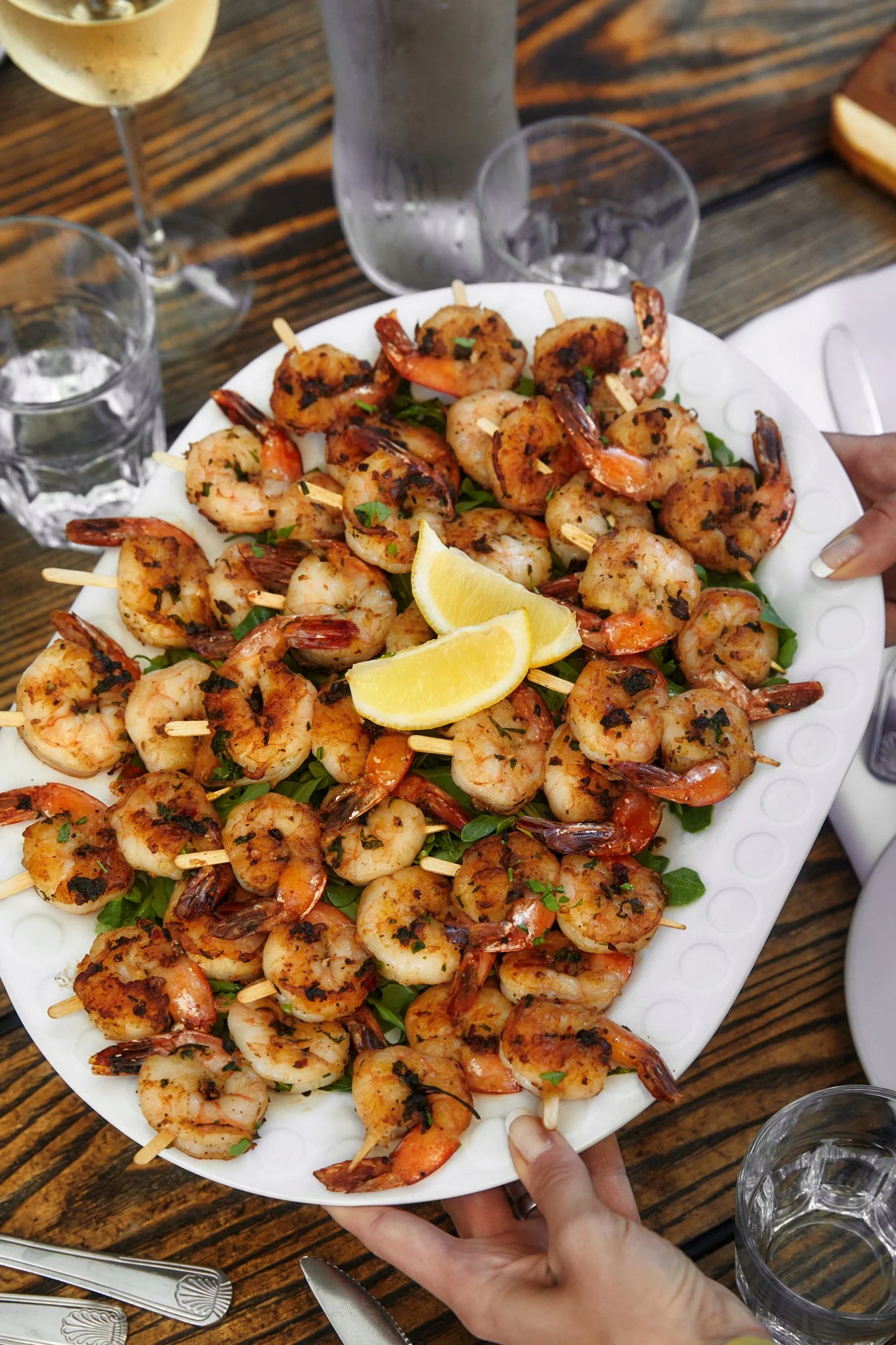 Photo of grilled prawn skewers at Massilia, a French-Mediterranean restaurant