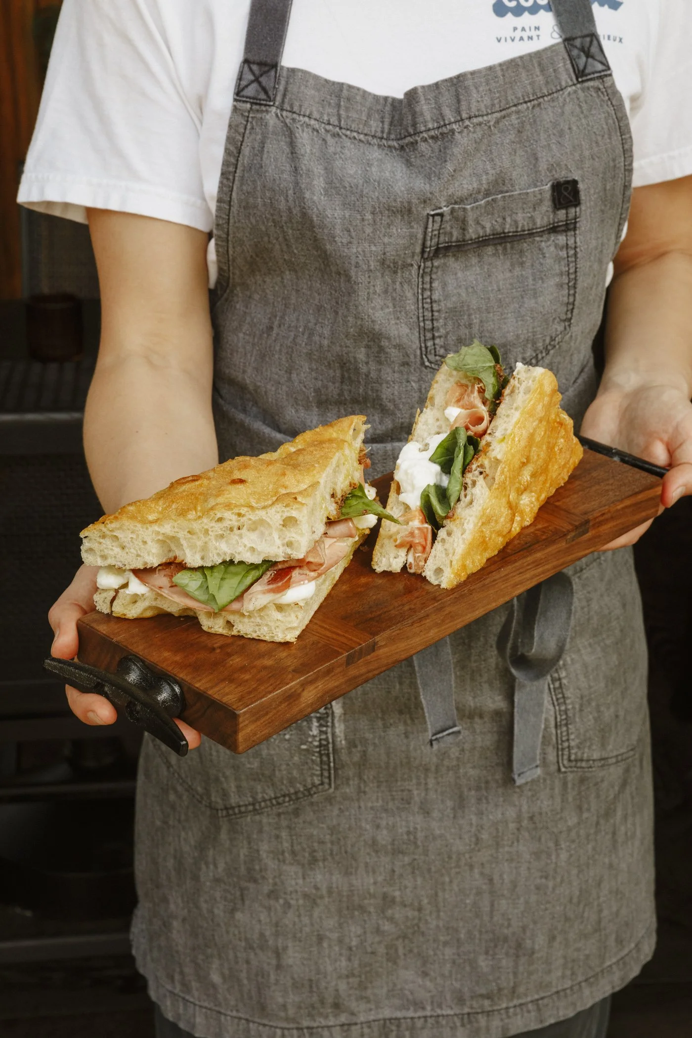 Photo of burrata prosciutto mortadella sandwich at Massilia, a French-Mediterranean restaurant