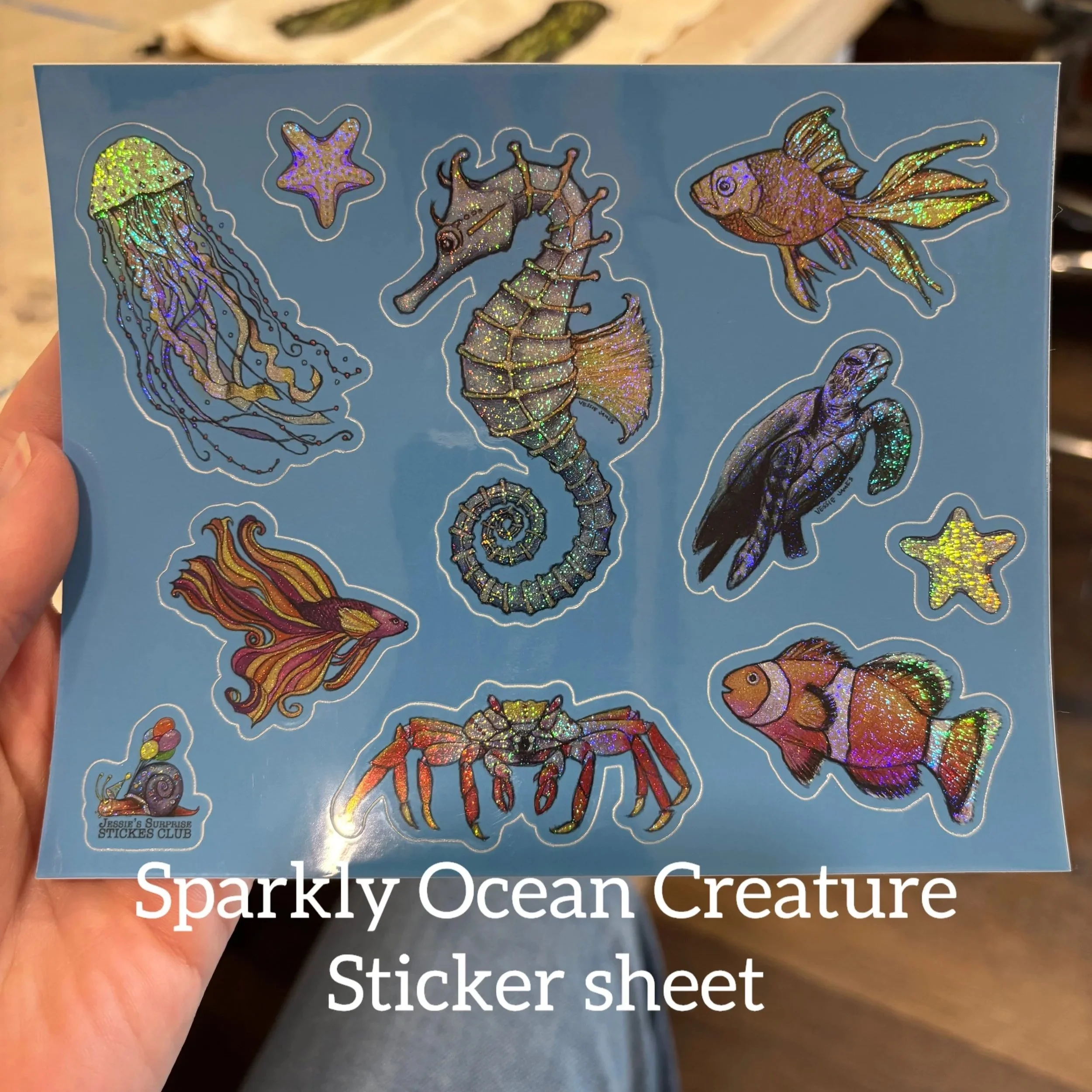 Sparkly Sea Creatures Stickies Sheet