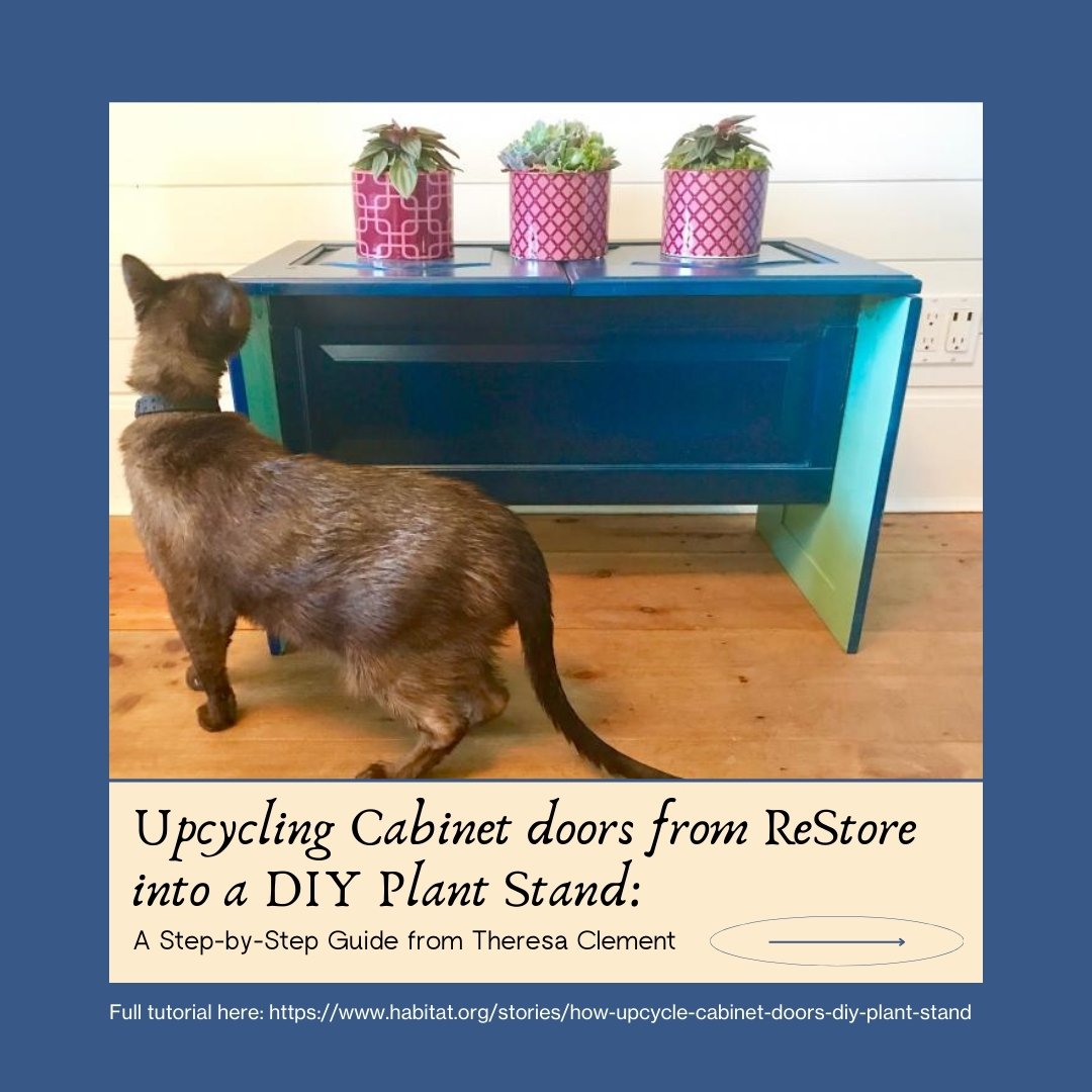Earth Day 🌎 is coming up soon! Here's a fun and eco-friendly way to upcycle some cabinet doors✨
For the full tutorial visit: https://www.habitat.org/stories/how-upcycle-cabinet-doors-diy-plant-stand