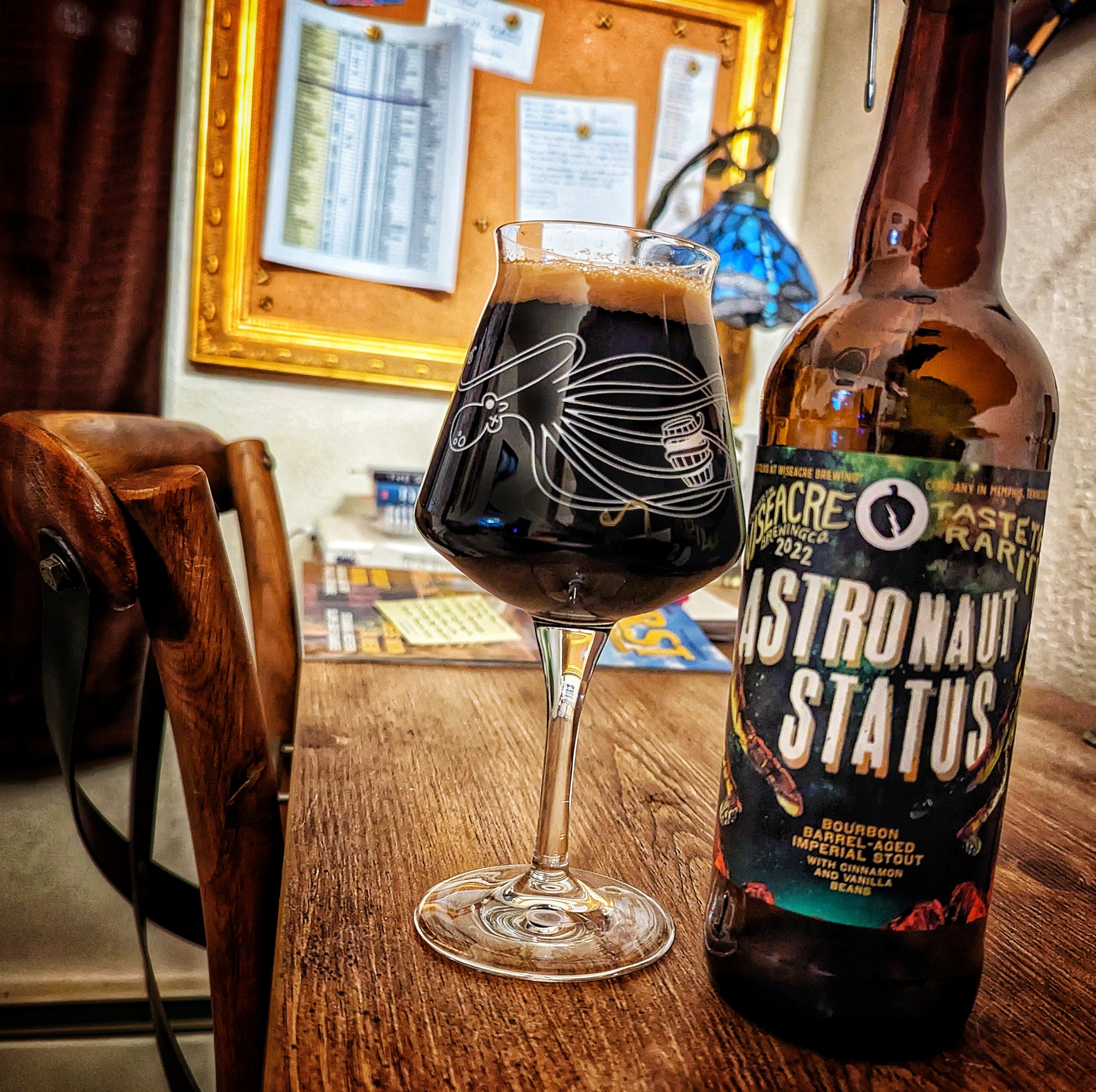 An Imperial stout (12.2%) from Wiseacre Brewing that's aged for 11 months in Woodford Bourbon barrels. Cinnamon & vanilla also included.