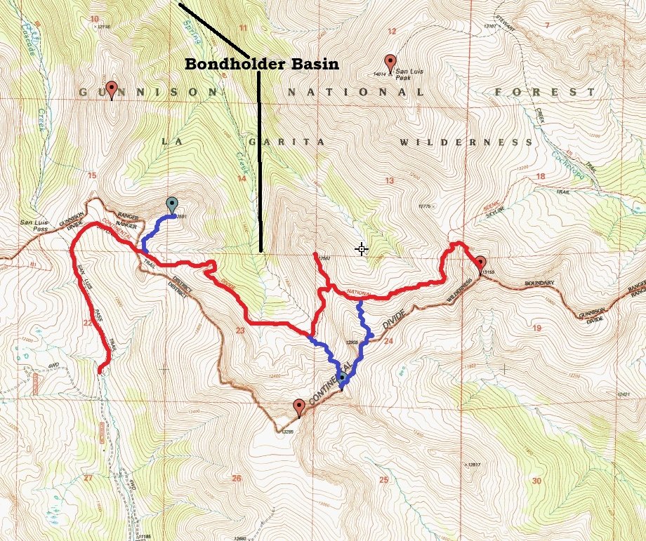 Route Path. Blue is my deviations. 