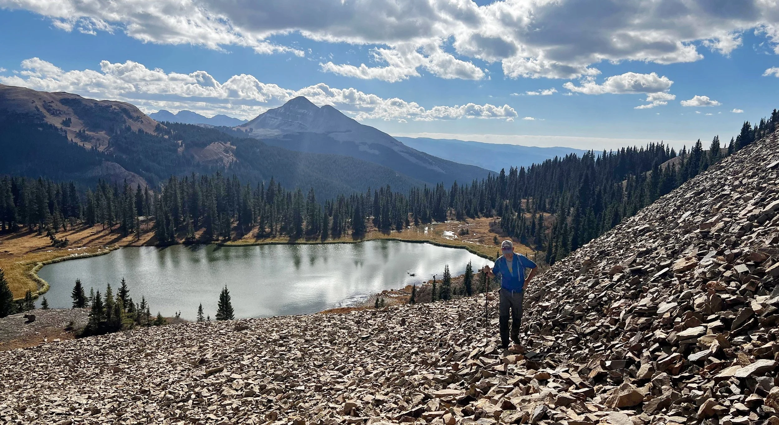 Myself traversing a lower rock glacier
