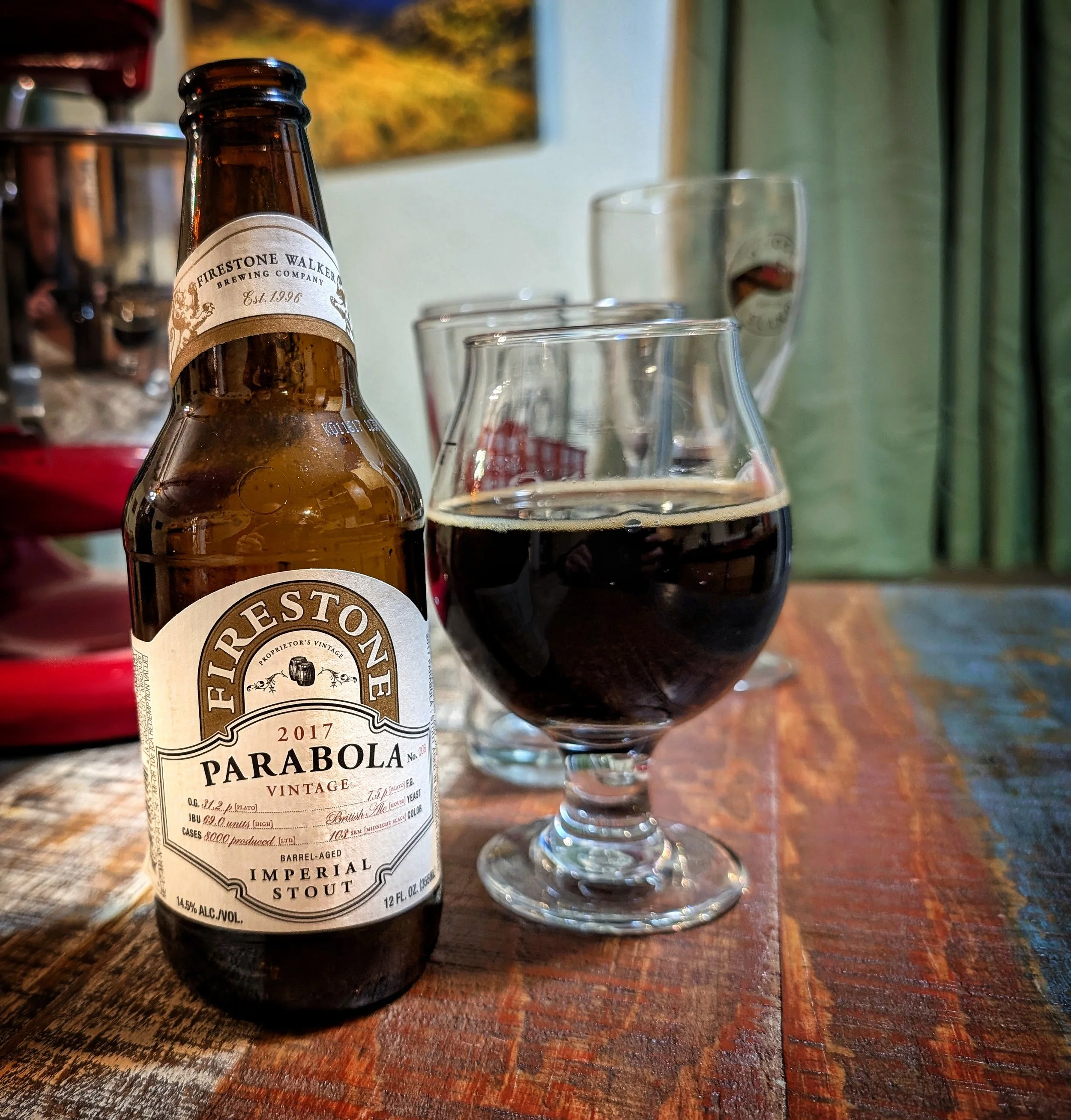 Parabola is a namesake beer at Firestone-Walker. A classic barrel-aged stout that hovers around 14%. Exceptionally smooth.  