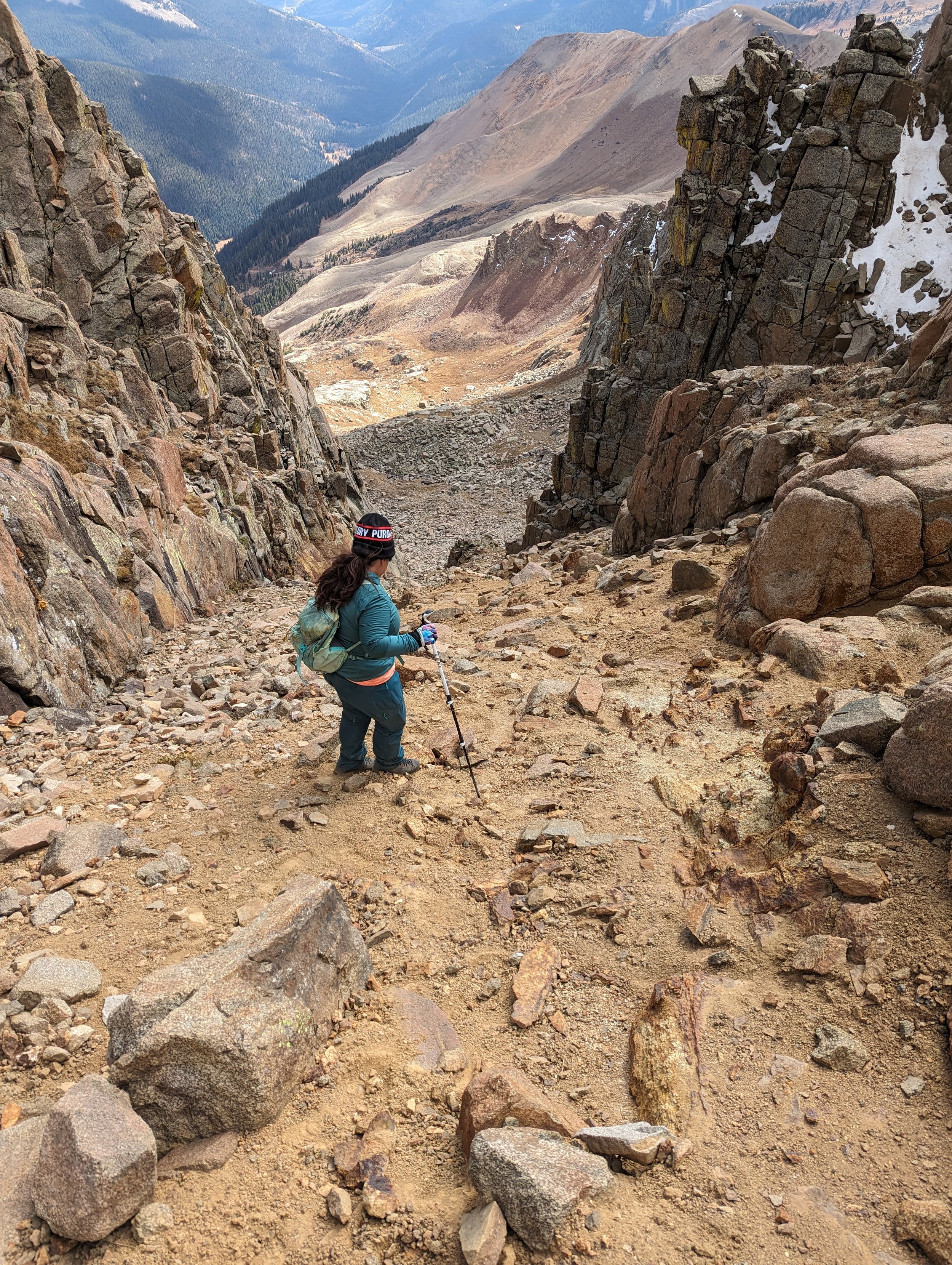 Regina descending the gully
