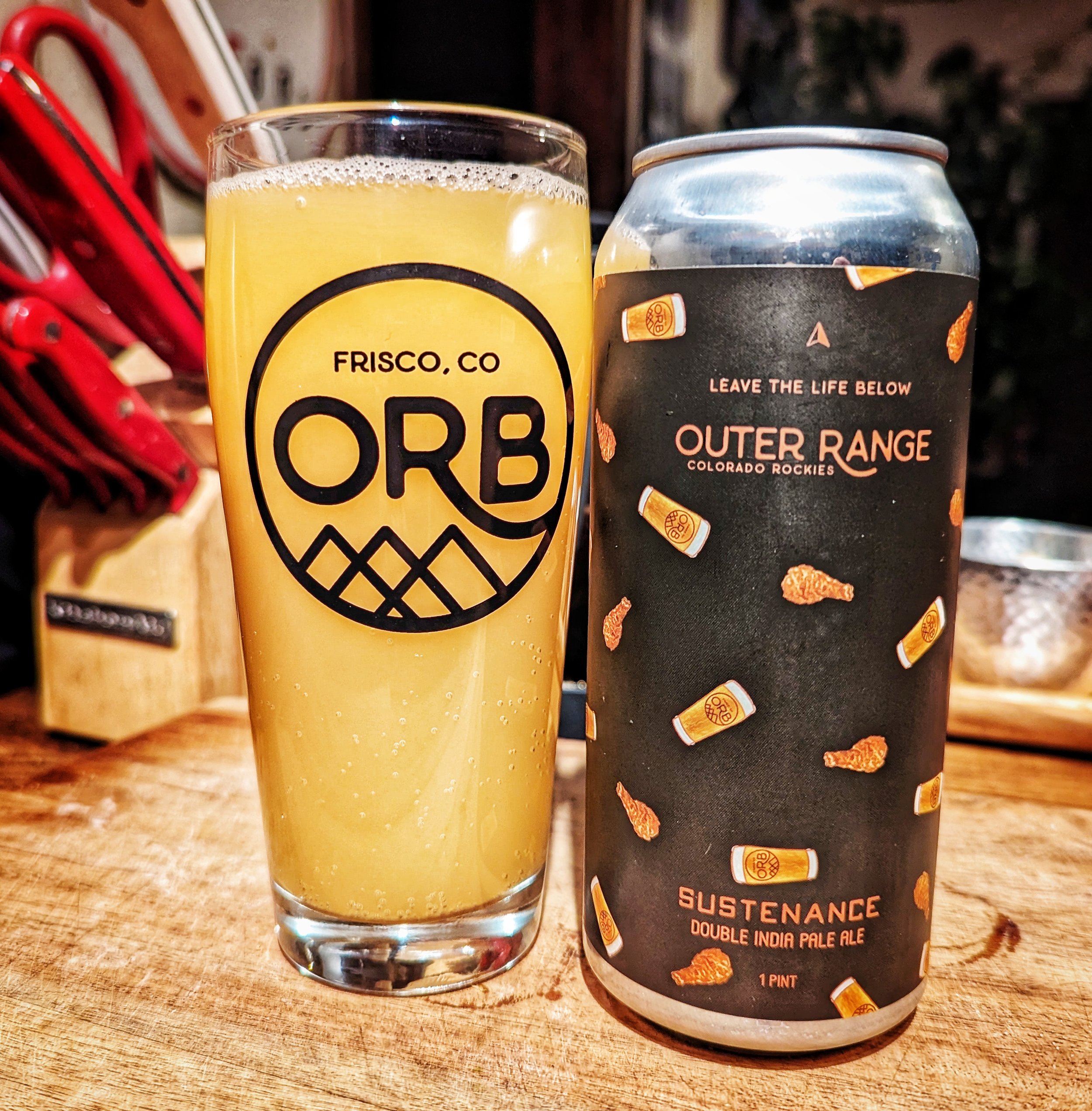 A DIPA from Outer Range called, Sustenance. Hopped with Columbus & Nelson hops