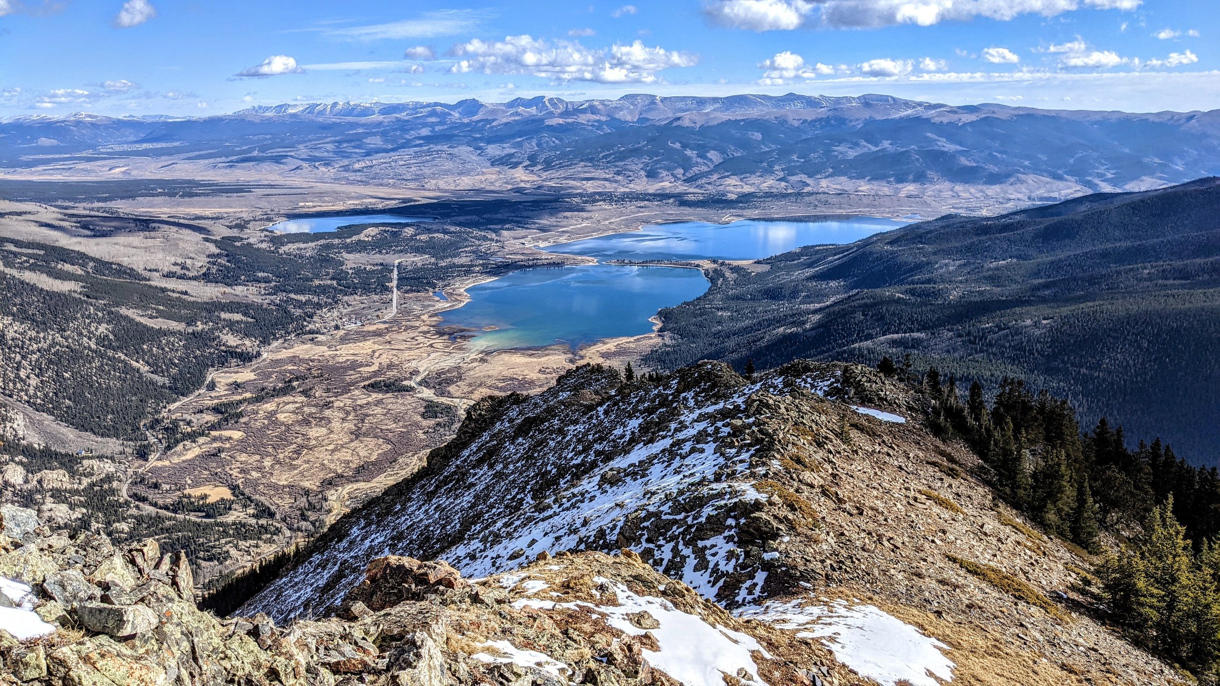 Looking north down on Twin Lakes Reservoir and the Upper Arkansas Valley
