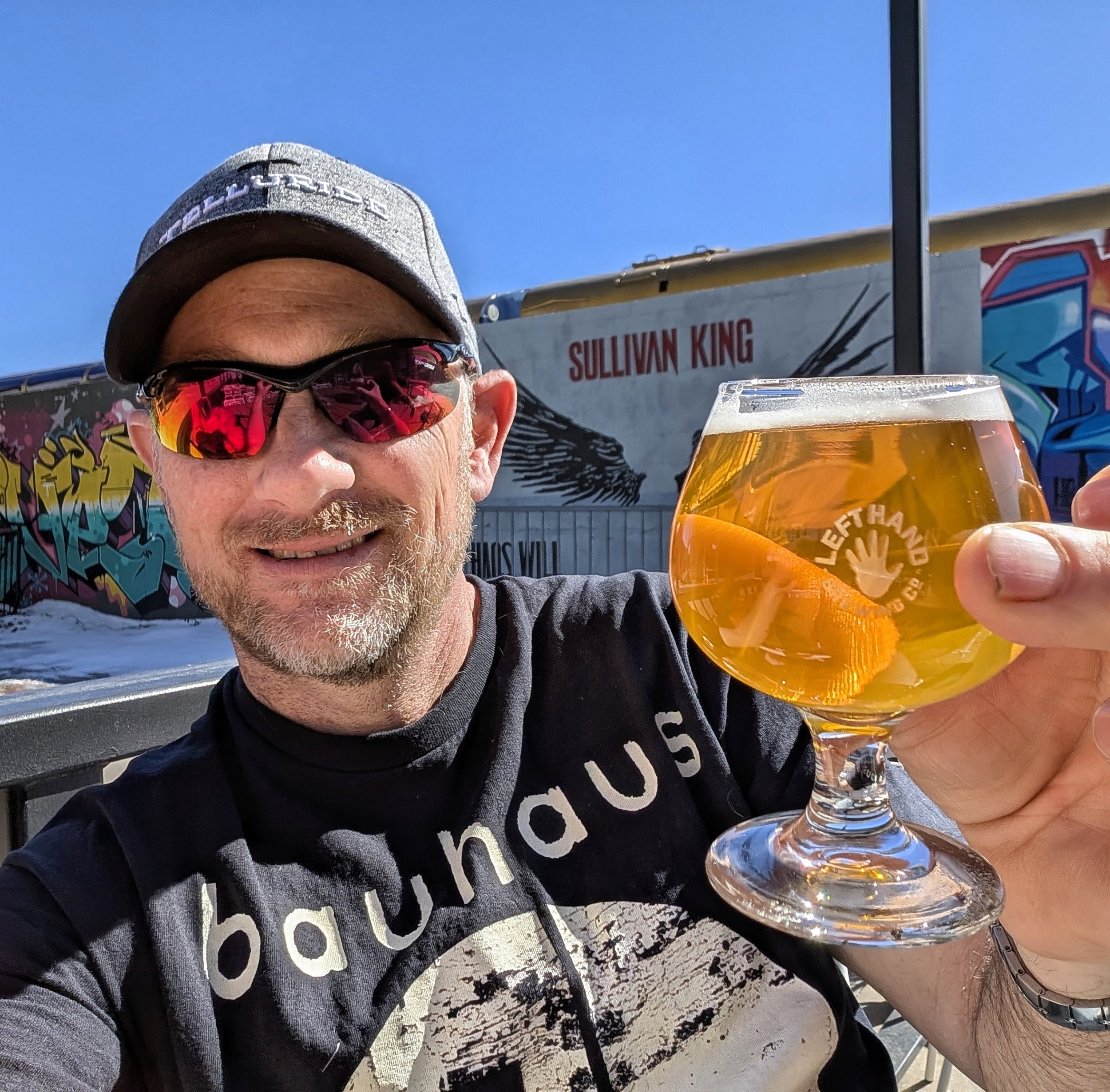 Enjoying an experimental IPA at Left Hand Brewing in RINO Denver
