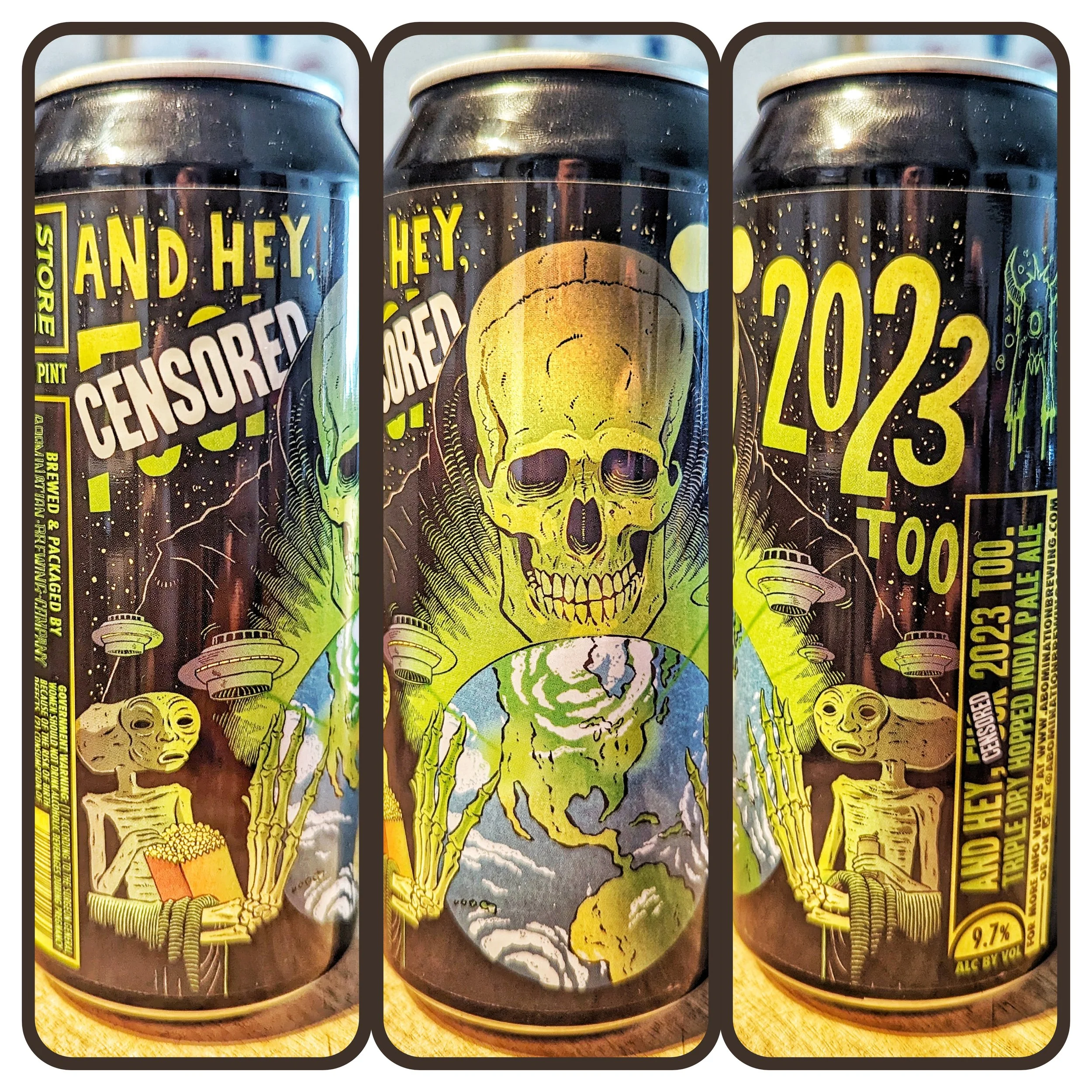 A robust NEIPA and quaffable for 9.7%. Good notes of peach and some tropical fruits in this. Drinks thicker than expected. Good beer from Abomination Beer Company. 