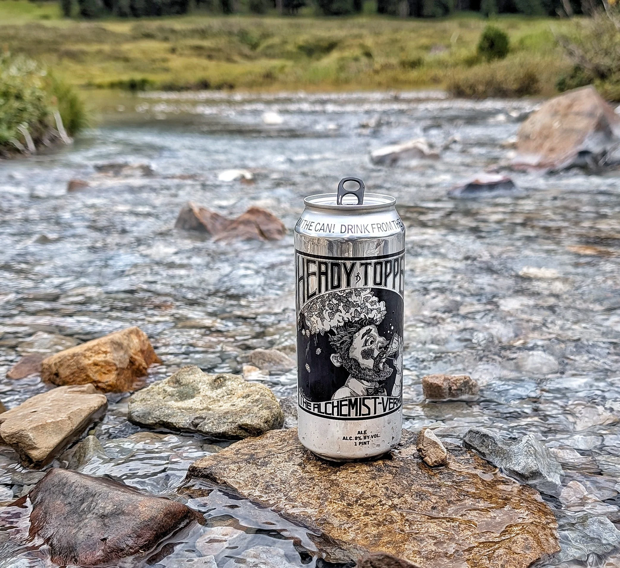 Enjoying an awesome beer back at camp. 