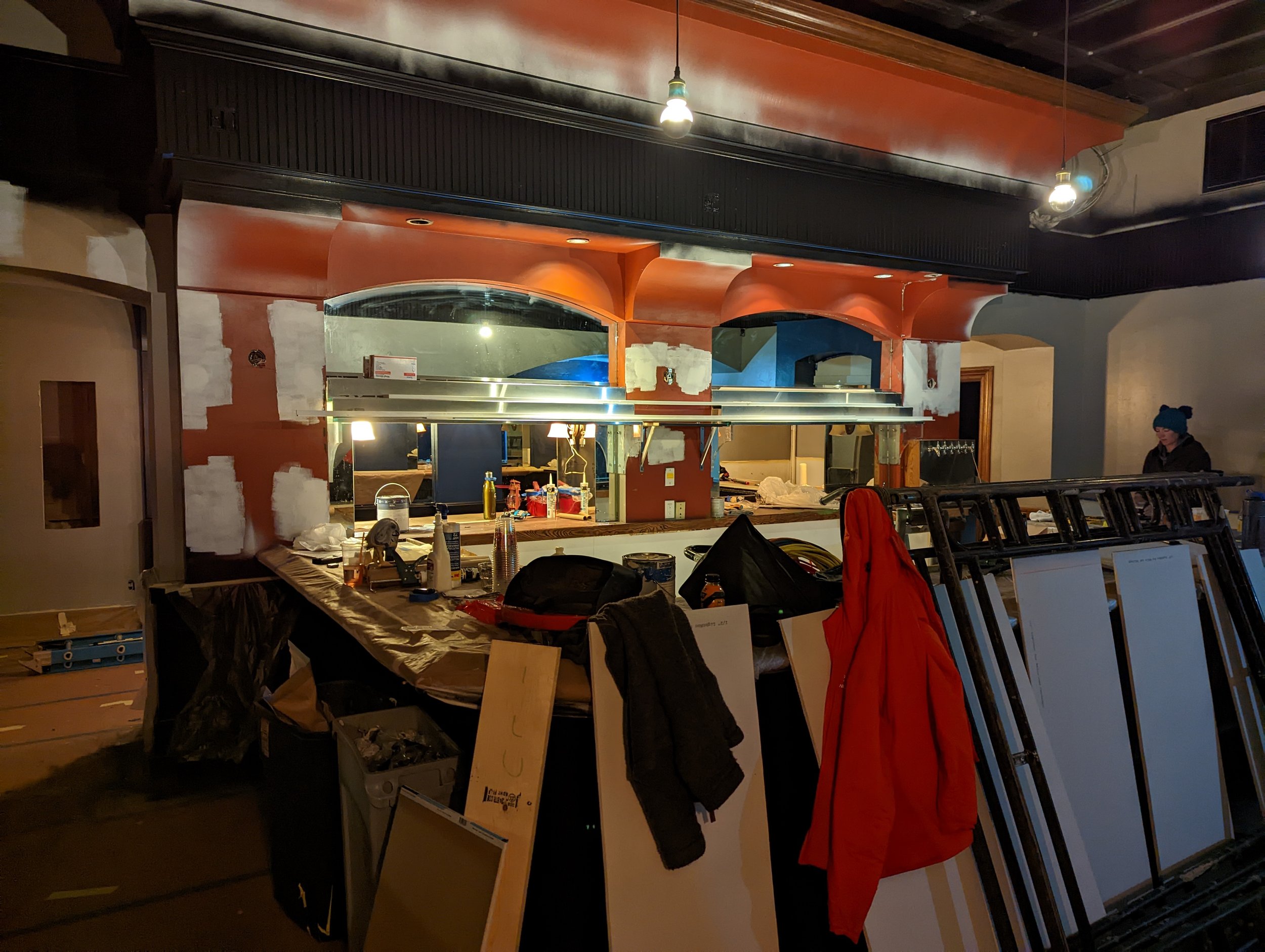 The bar under construction