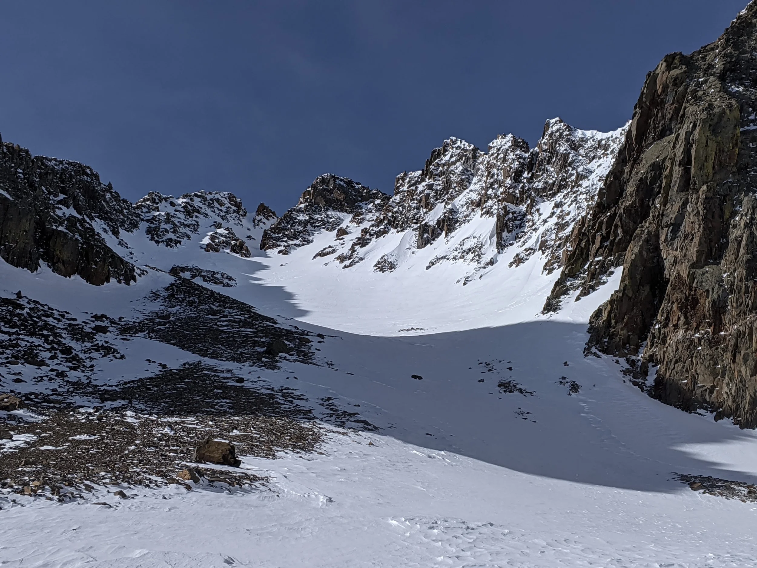 Looking up into the North Couloir of Mt. Wilson