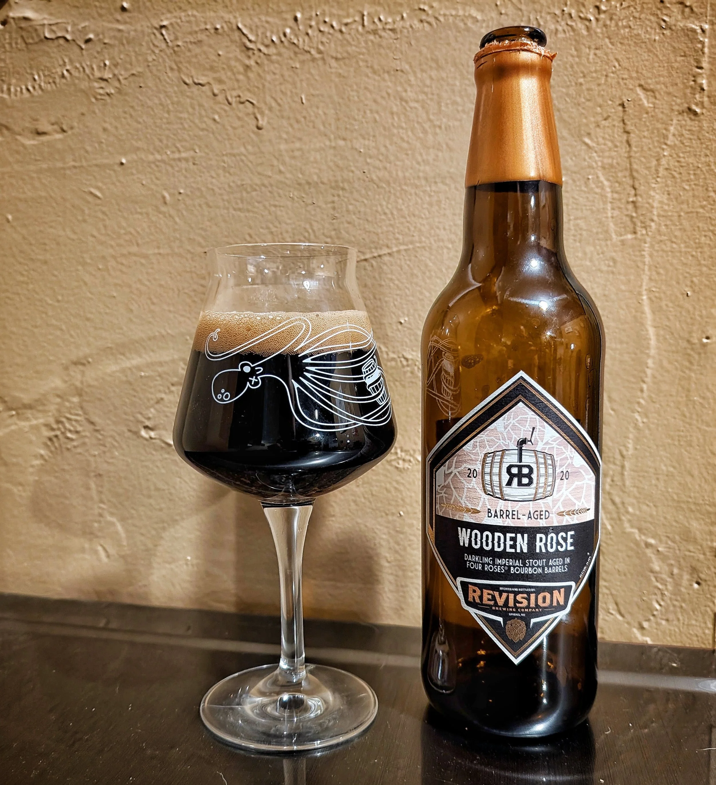 Coming out of Sparks, Nevada, Revision Brewing is known for their beers. Wooden Rose, now retired, is a smooth 13.5% stout. 
