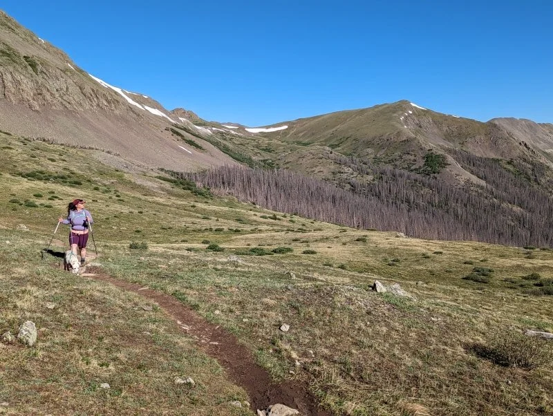 Regina  & Kaiah on the trail in upper Bondholder Basin 