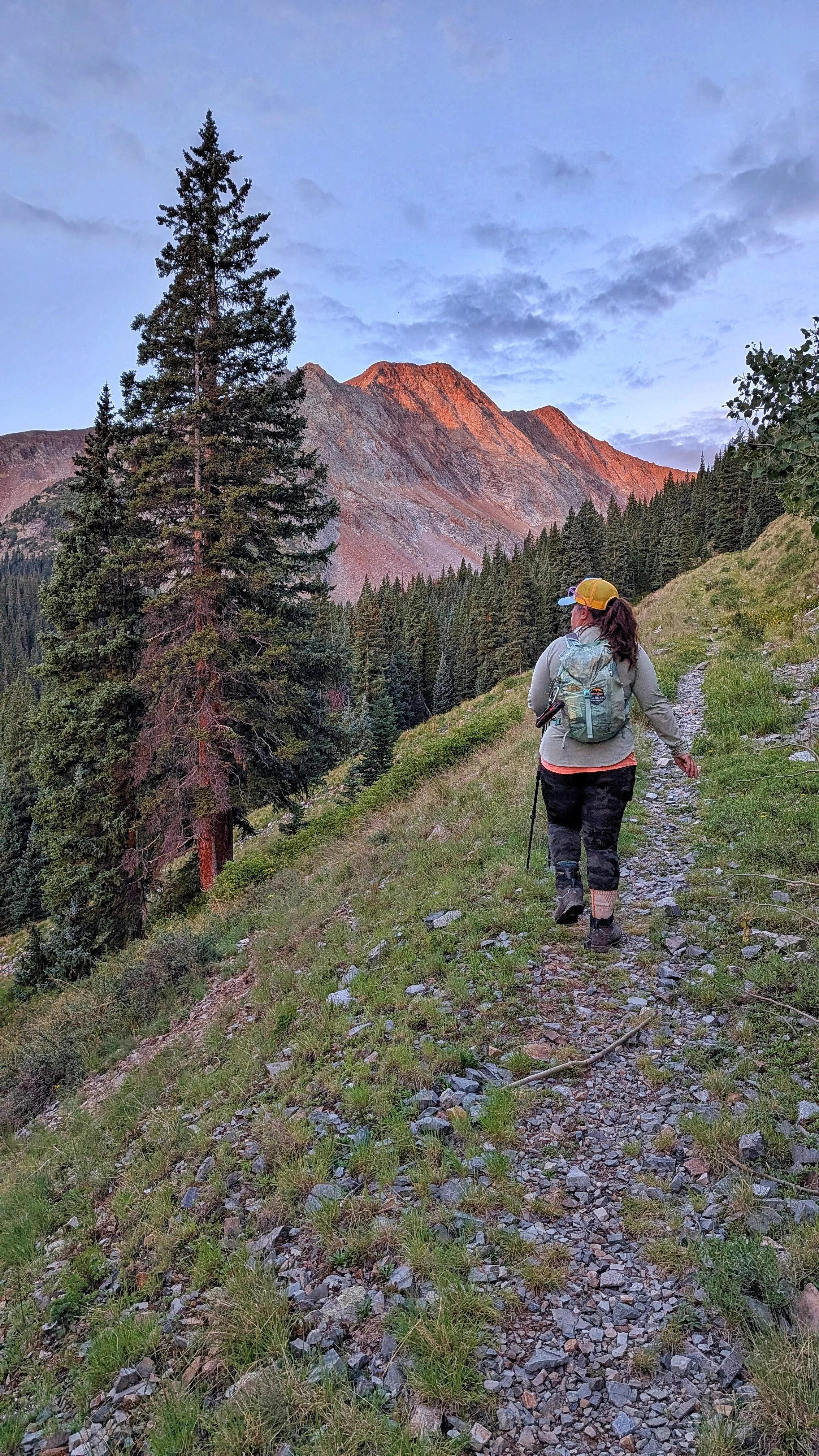 Starting off early in the morning. Alpenglow on Rolling Mountain. 