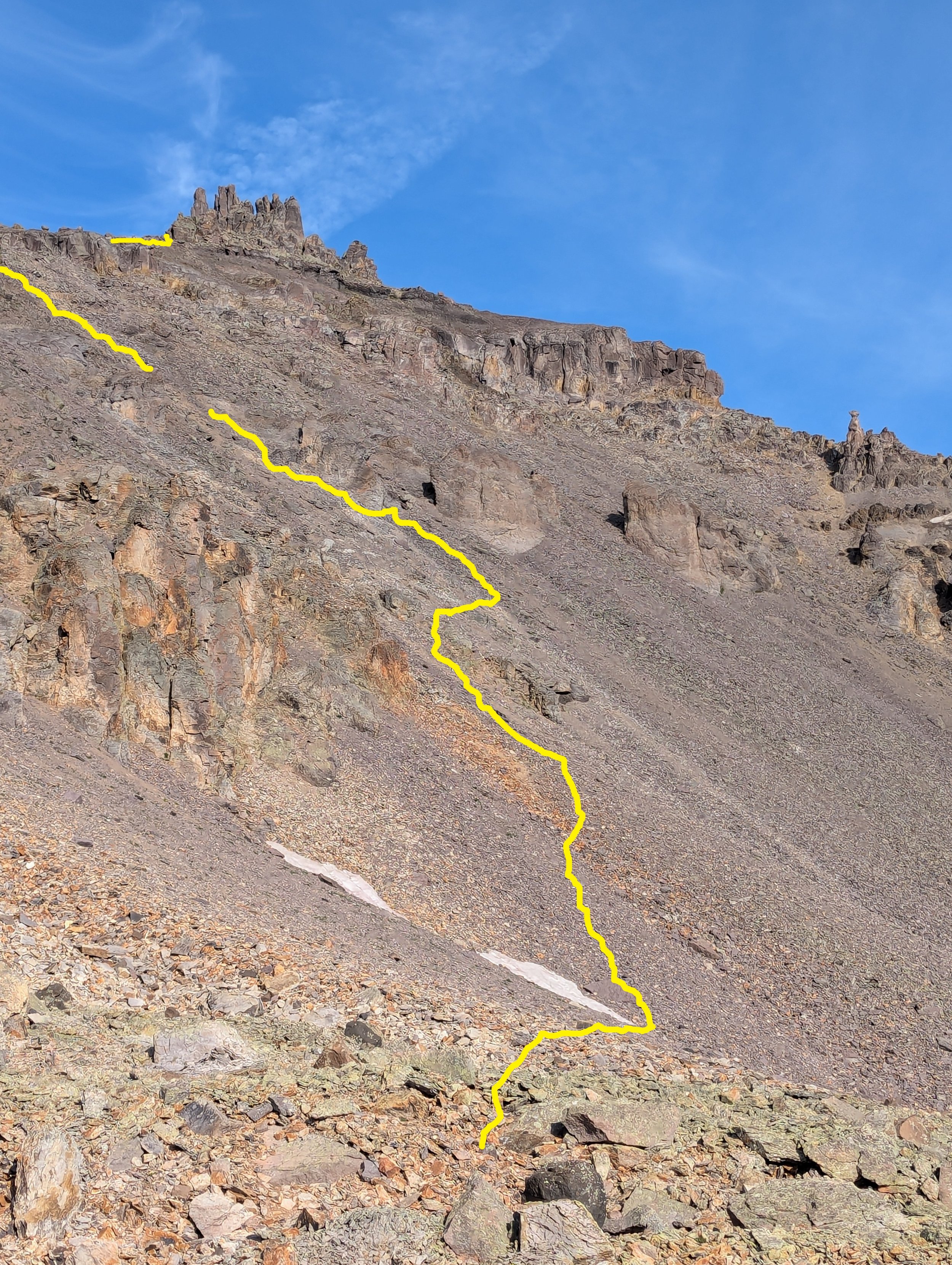 Our approximate ascent route up the choss slope