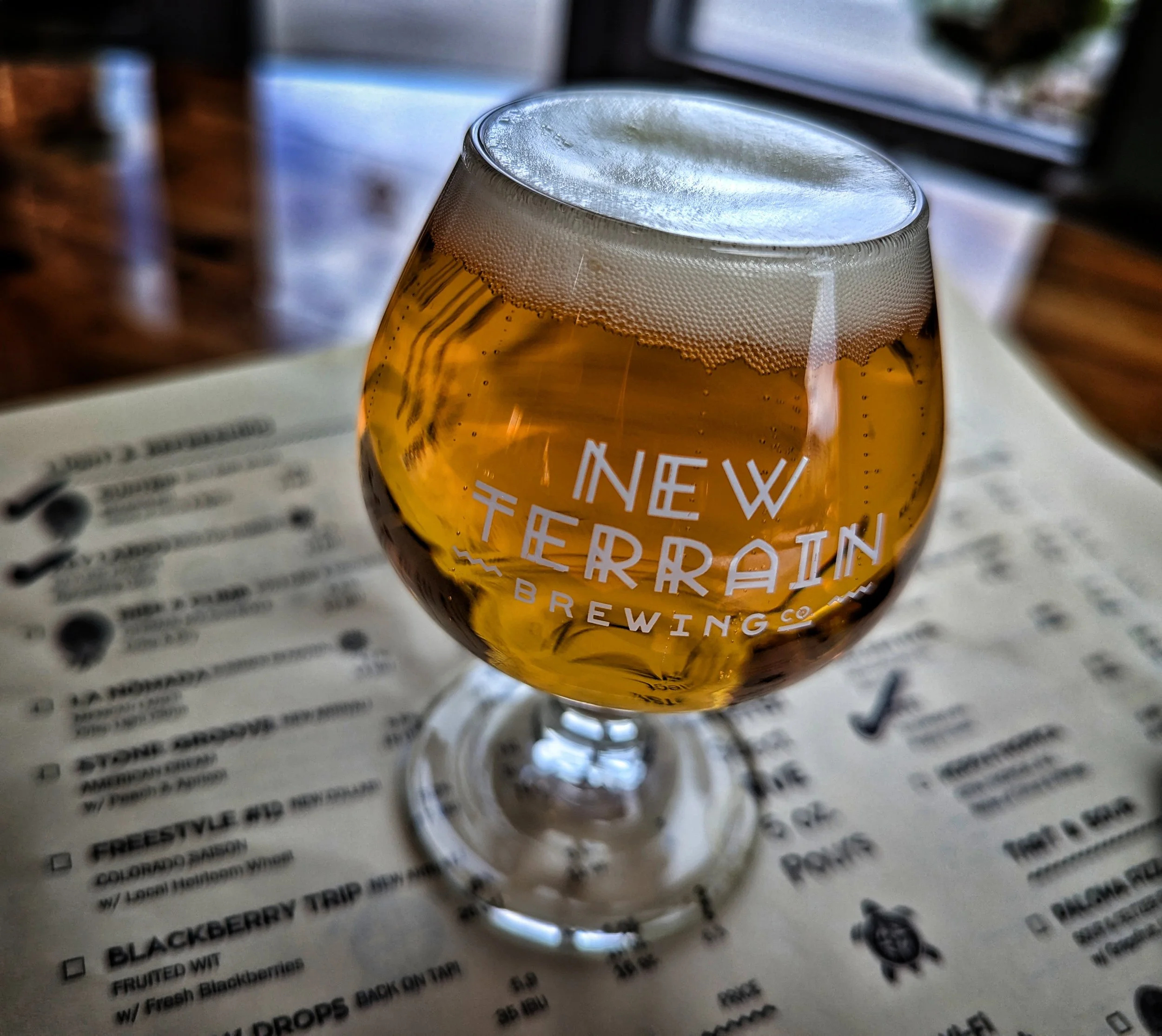 An American IPA (NUMB) by New Terrain Brewing in Golden, Colorado