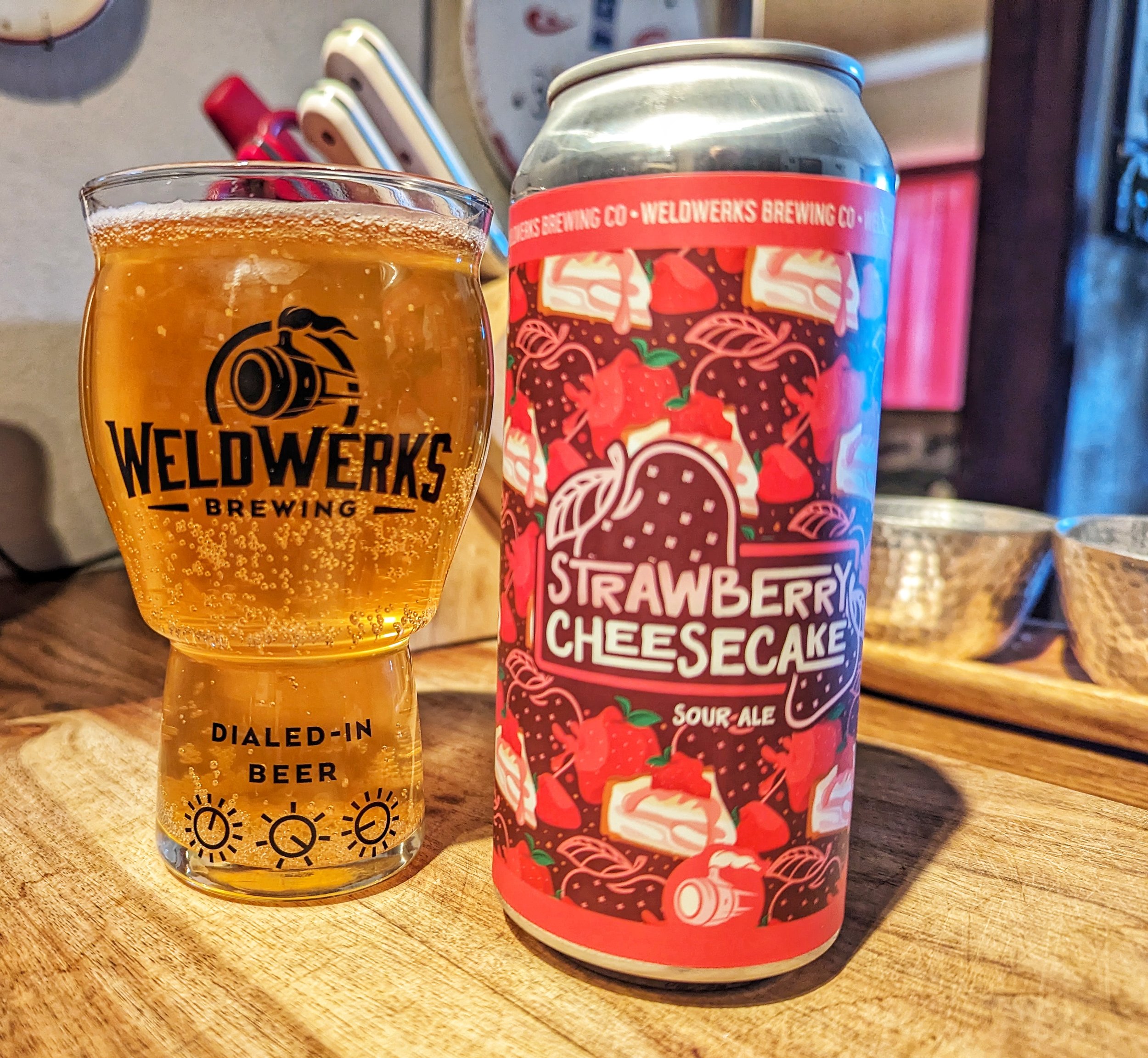 A strawberry-cheesecake sour from Weldwerks that's actually quite delicious! the graham cracker in this is crazy!