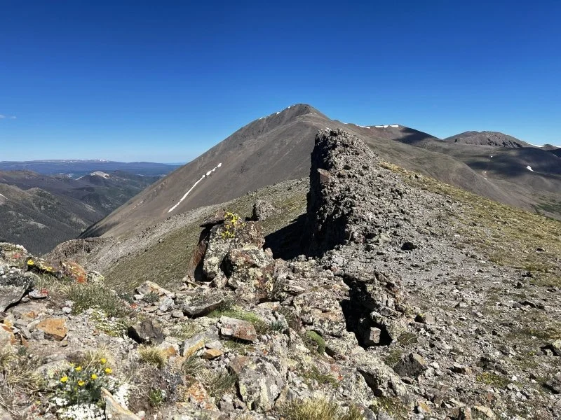 At the base of Point 13,166'. San Luis Peak in the background.