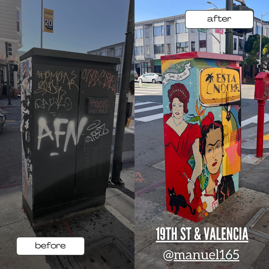 @civic_joy_fund&nbsp;has commissioned&nbsp;@manuel165&nbsp;at 19th St and Valencia. Please come by and take a look to see the transformed electrical box in person for yourself!

 #ArtisticTransformation&nbsp;#civicjoyfund&nbsp;#paintthecity&nbsp;#San