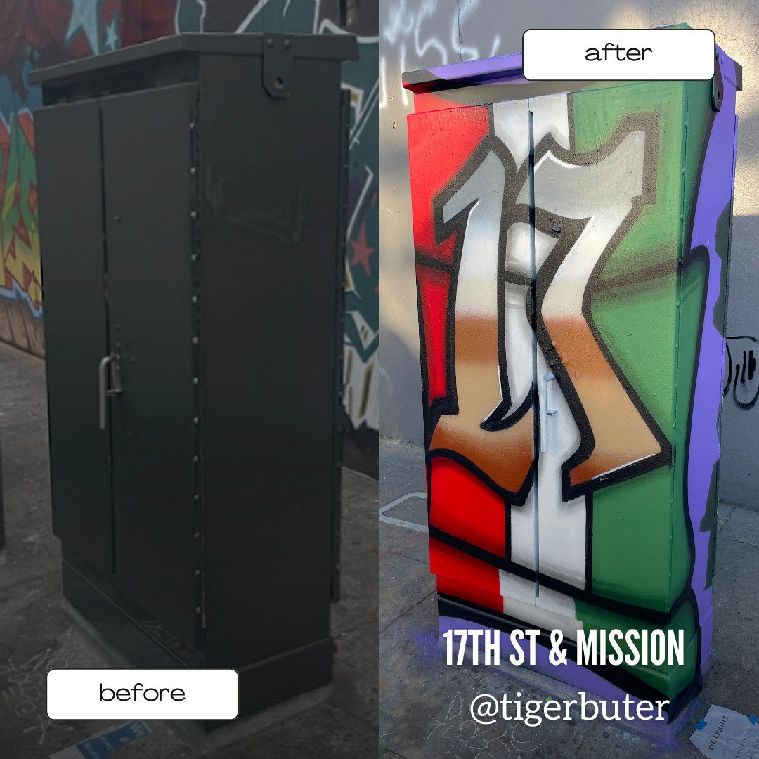 @civic_joy_fund&nbsp;has commissioned @tigerbuter&nbsp;at 17th St and Mission!

 San Francisco's streets just got more interesting, thanks to the creativity of&nbsp;@tigerbuter&nbsp;who has turned a plain electrical box into a work of art at 17th St 