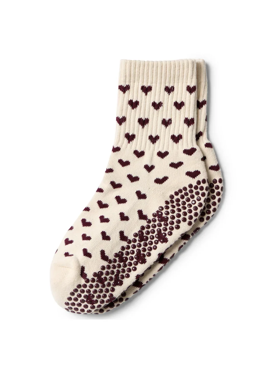 Club Martyn Heart Crew Grip Sock - Burgundy