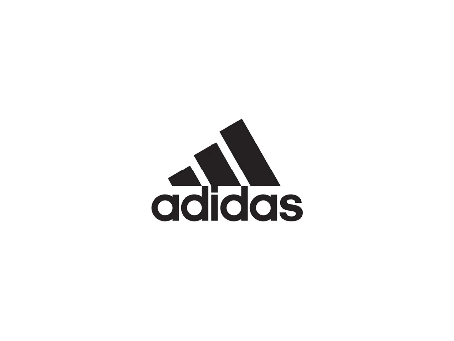 Black Adidas logo with three stripes above the word 'adidas' on a white background.