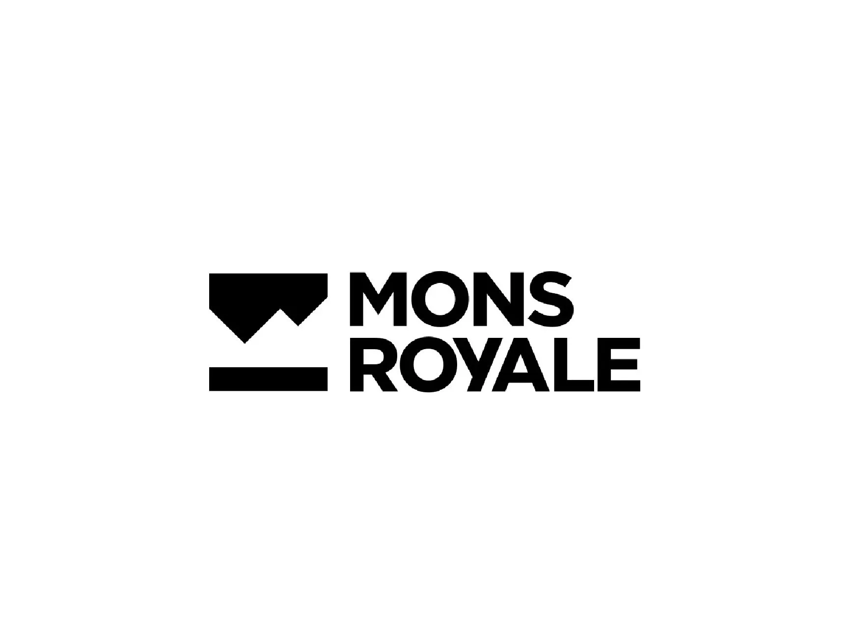 Black and white logo with a stylized crown over part of a rectangle, next to the text "Mons Royale" in bold black font.