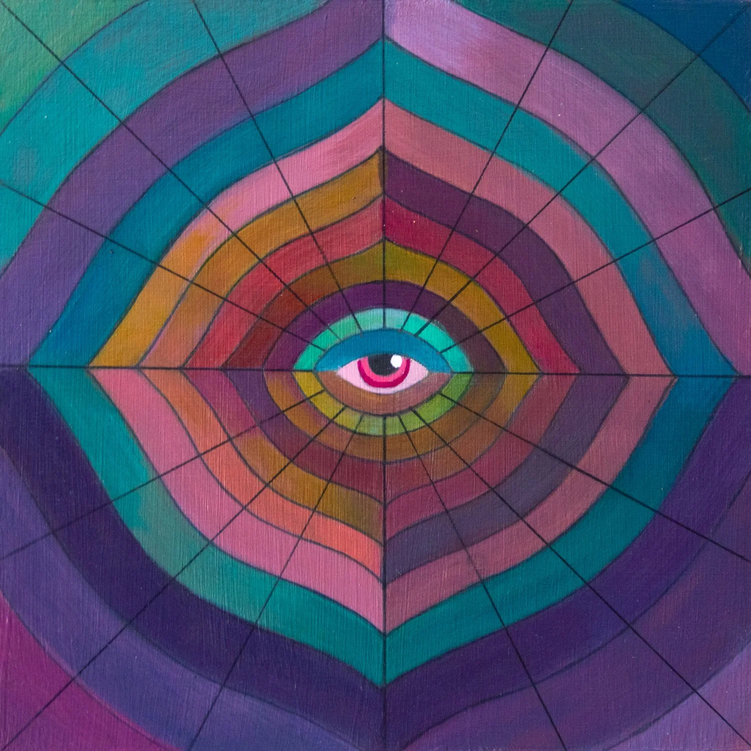 Eye of Port – vibrant painting of a cosmic eye surrounded by swirling color, by Juvy Torres