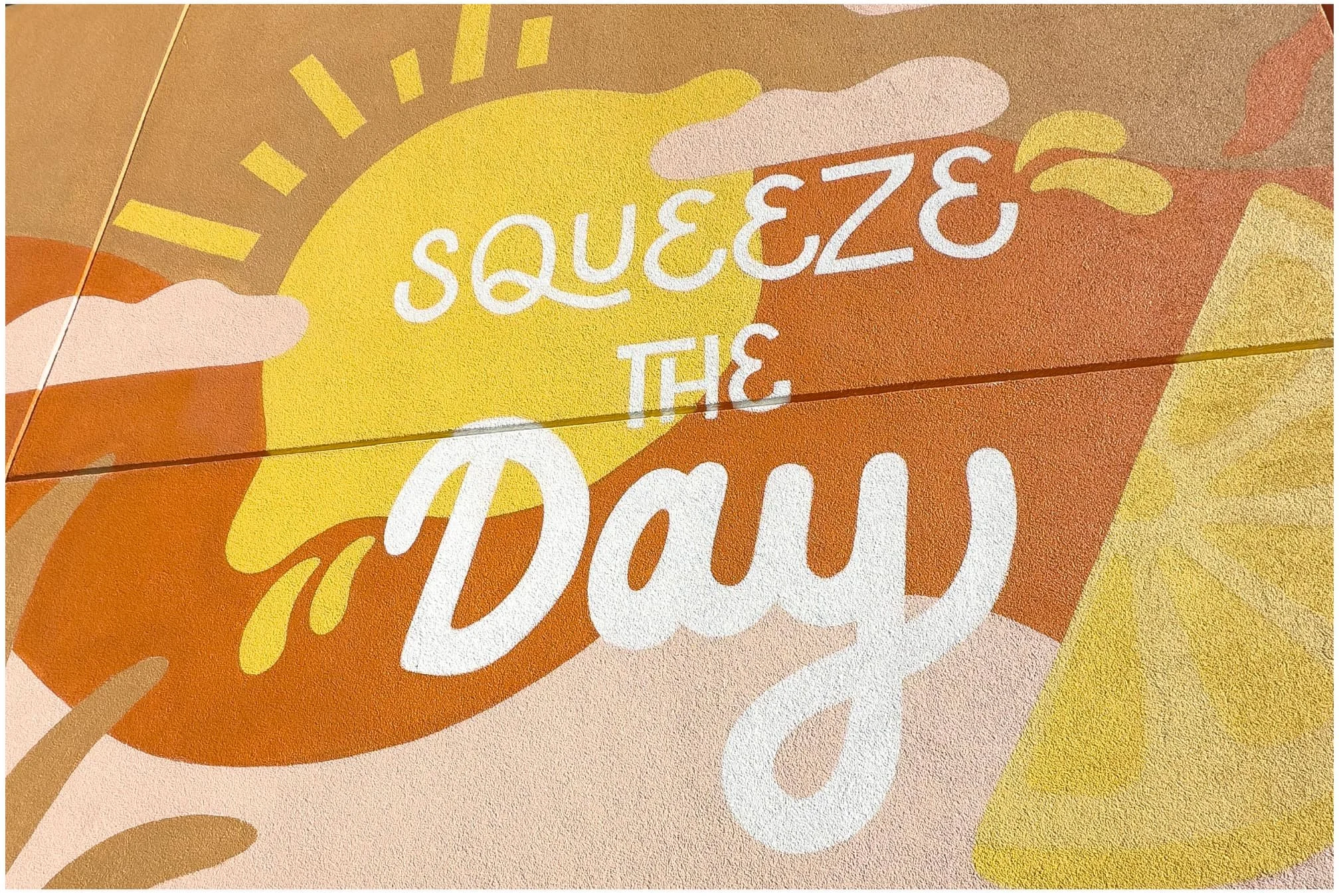 Left panel detail of First Watch mural featuring tropical leaf motifs, Clermont FL