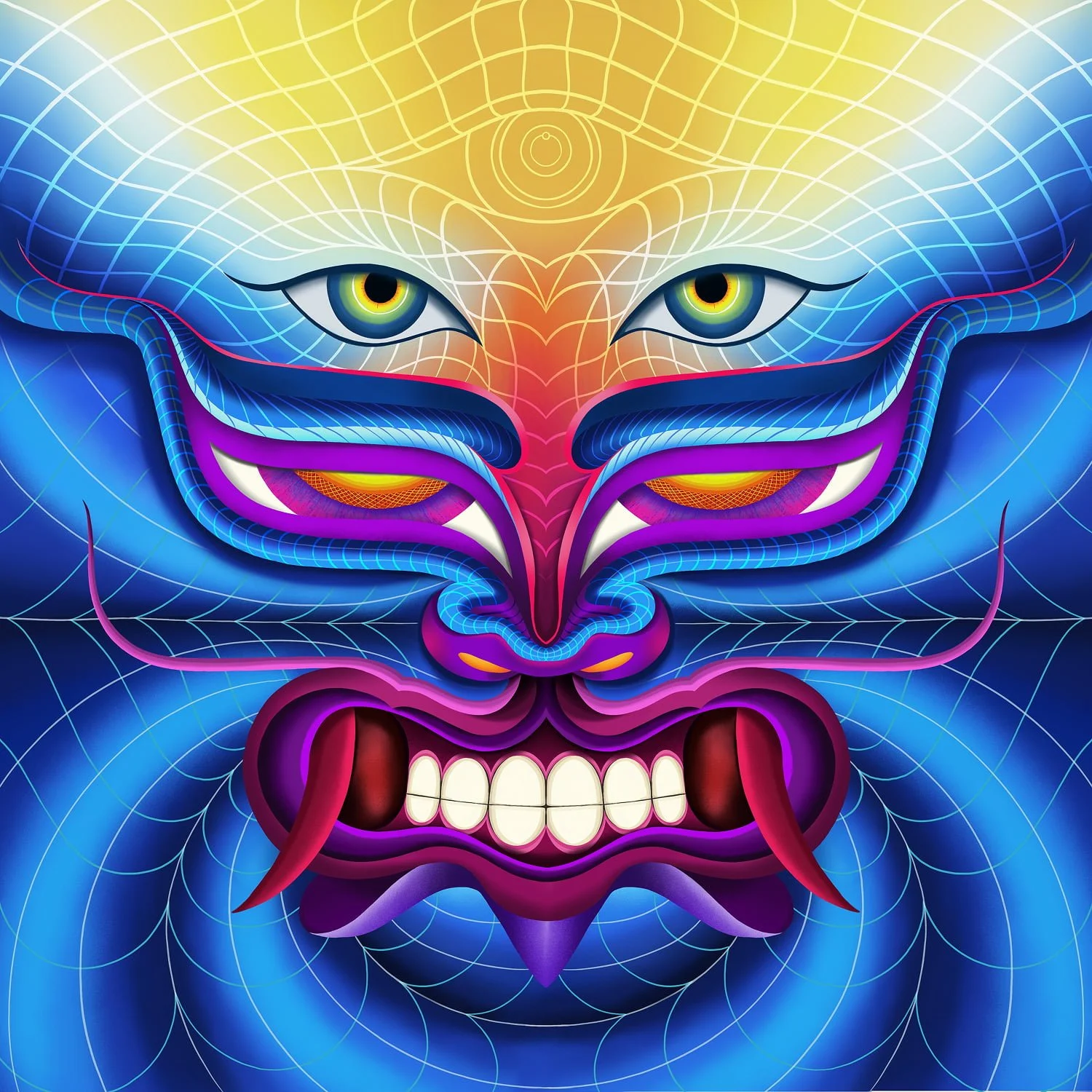 Facing Ego – psychedelic digital illustration confronting the ego, created on Procreate by Juvy Torres