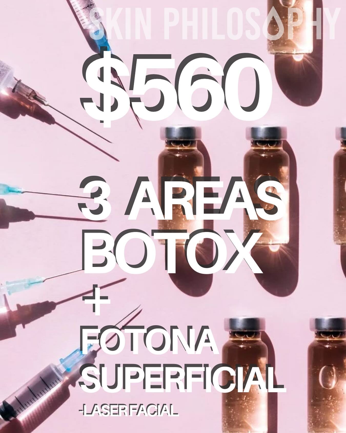 Botox treatment in three FDA-approved areas💫 -frown line, crow&rsquo;s feet  and forehead lines💉💦 ➕  Fotona superficial laser⚡ to rejuvenat fine lines and wrinkles👀 , originally valued at $1150 Now $560!!
Make Appointment: skinphilosophylic.com

