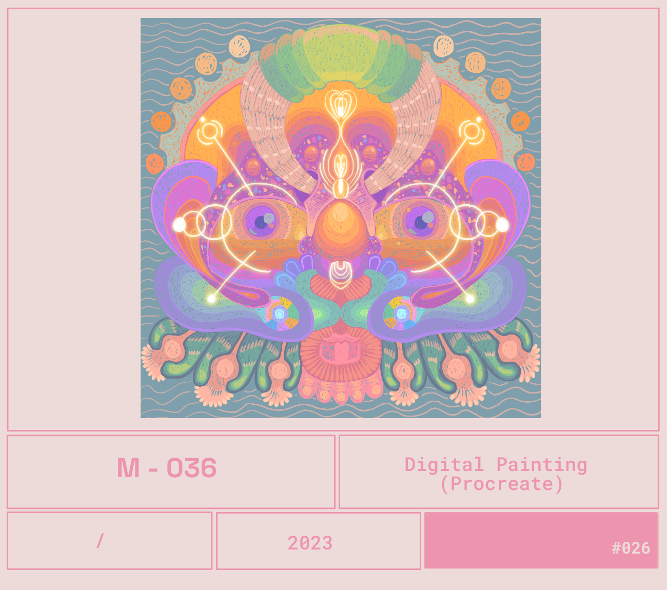 Dibujo digital de un rostro abstracto con colores vibrantes, líneas y patrones psicodélicos y detalles que parecen conexiones neuronales o energéticas.