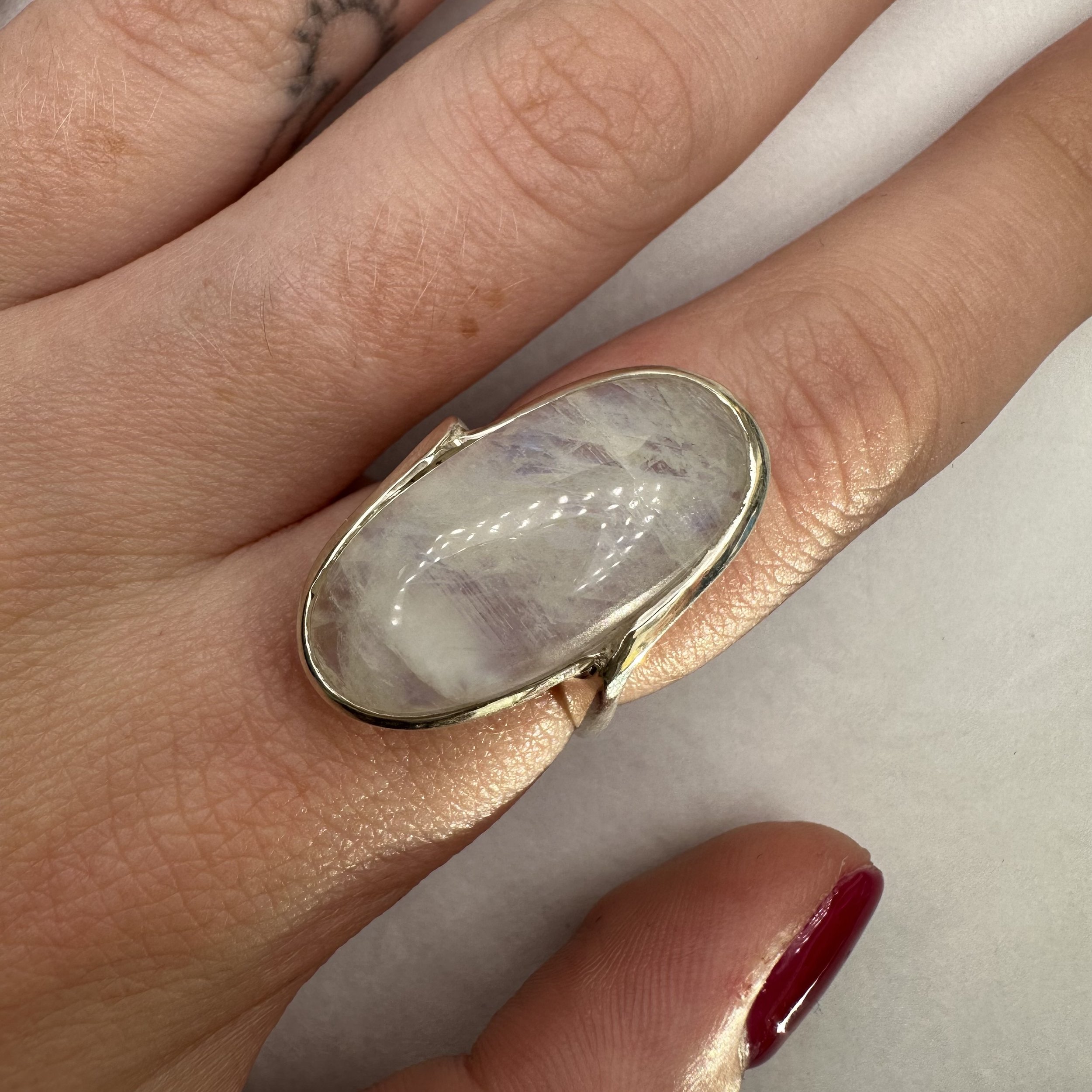 Long Oval Moonstone Ring