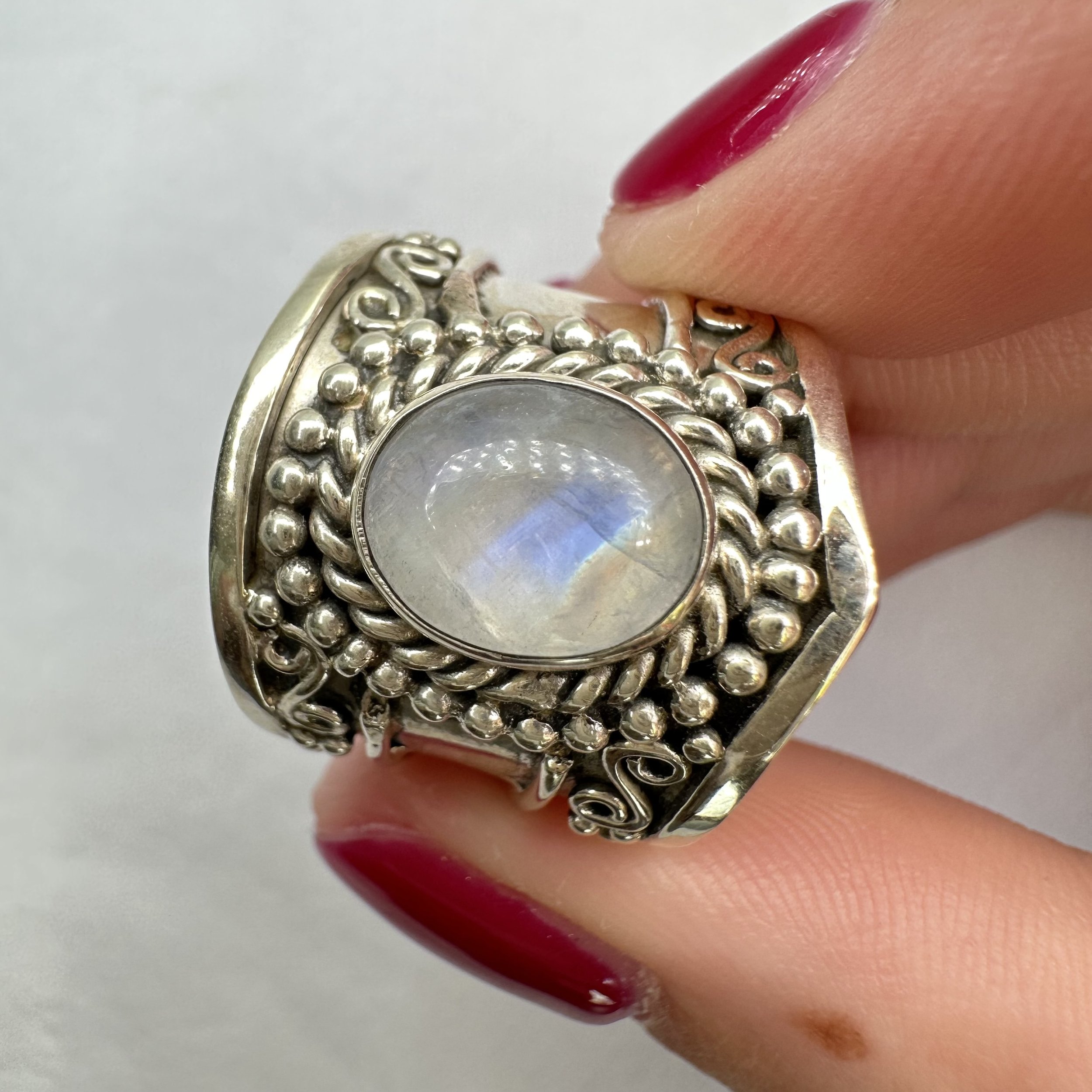 Wide Band Moonstone Ring