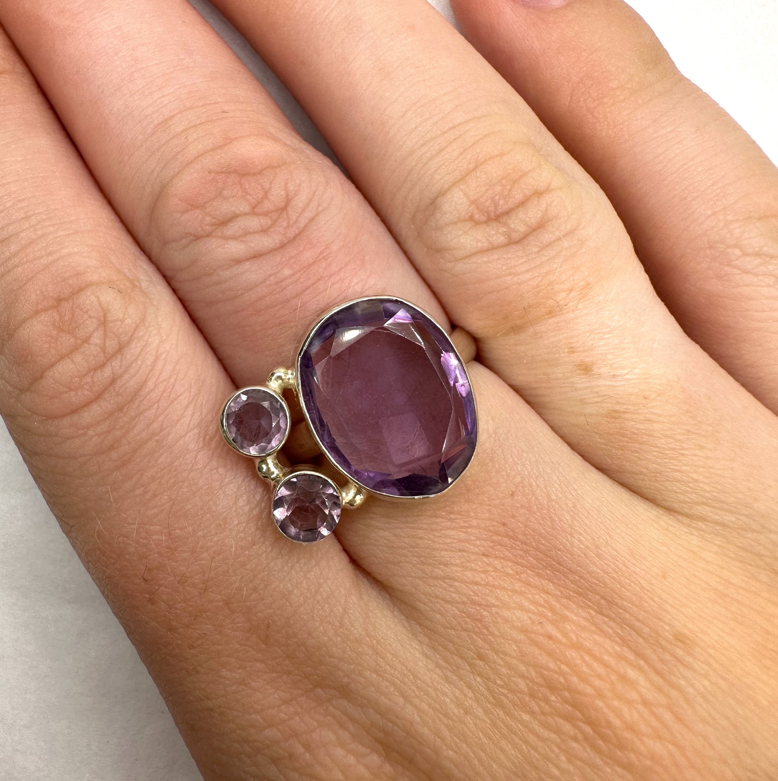 3 Stone Amethyst Ring