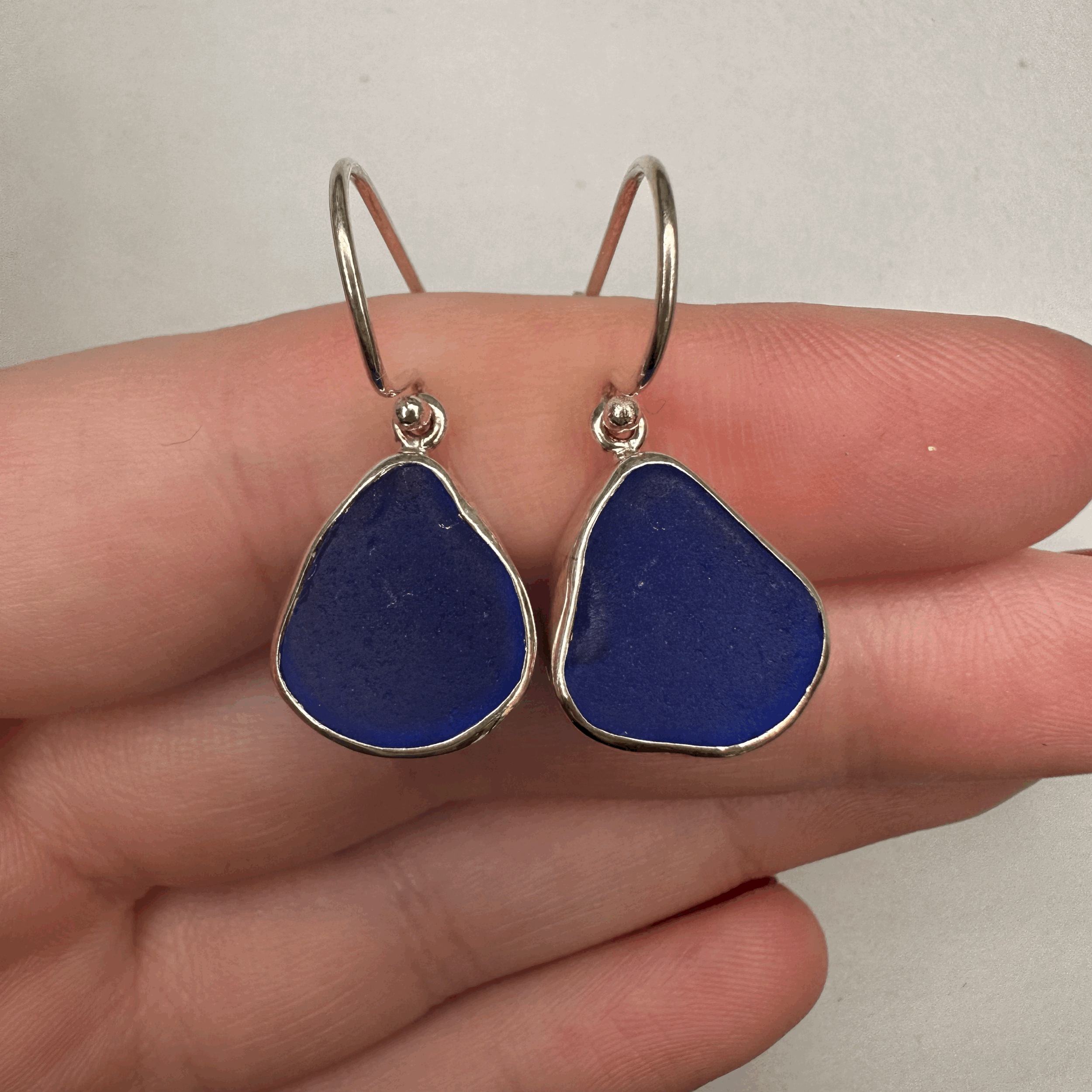 Cobalt Sea Glass Drop Earrings