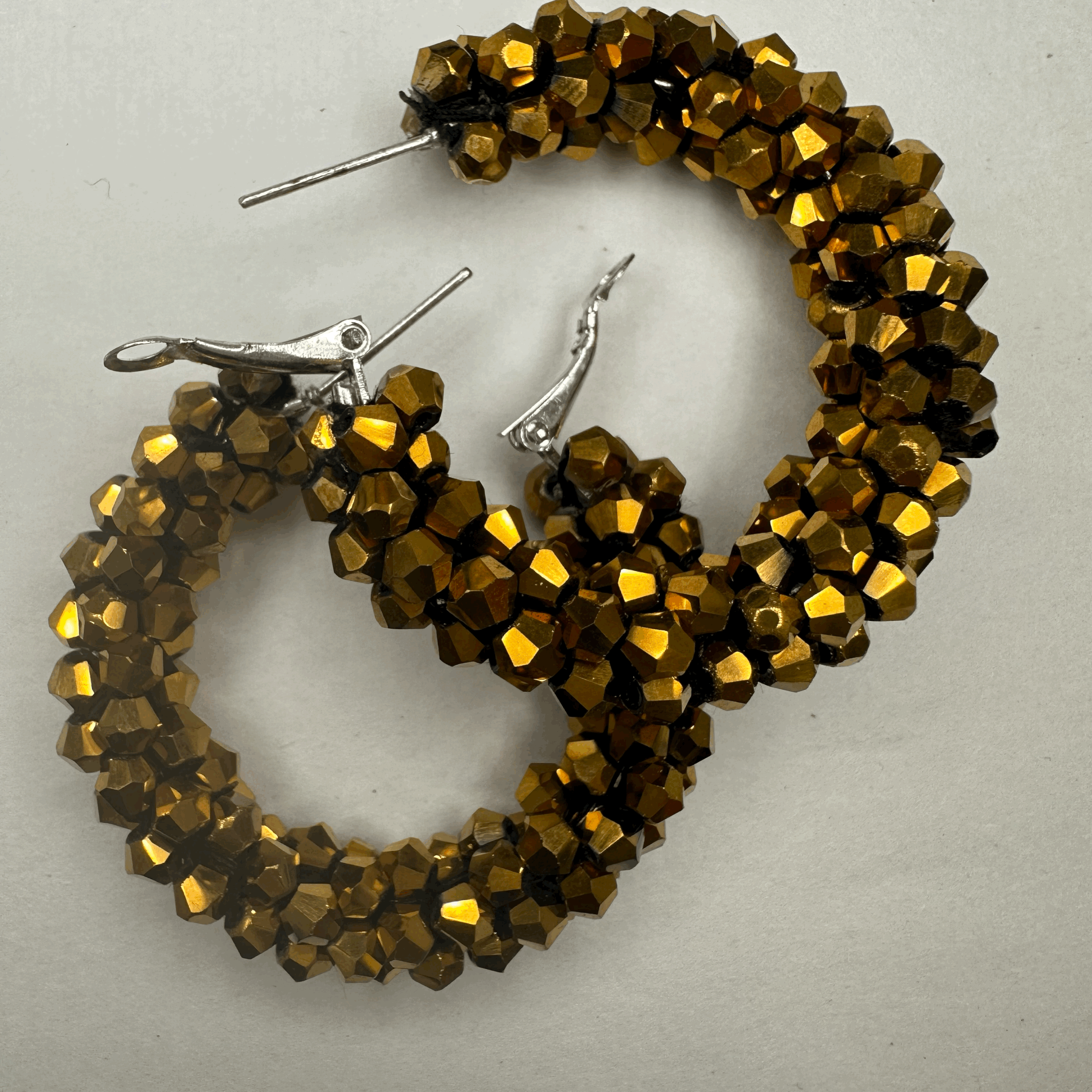 Bronze Beaded Hoop Earrings