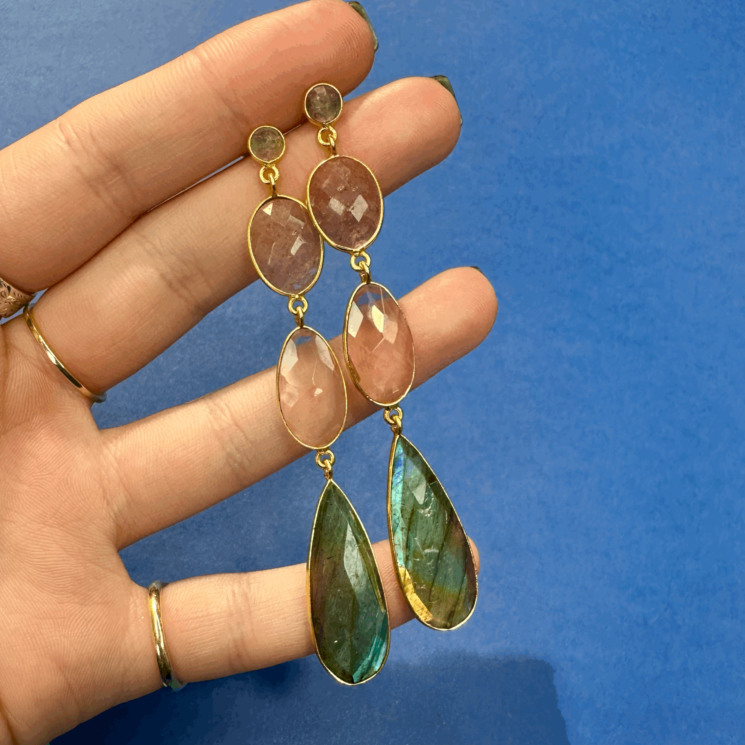 4 Stone Drop Earrings